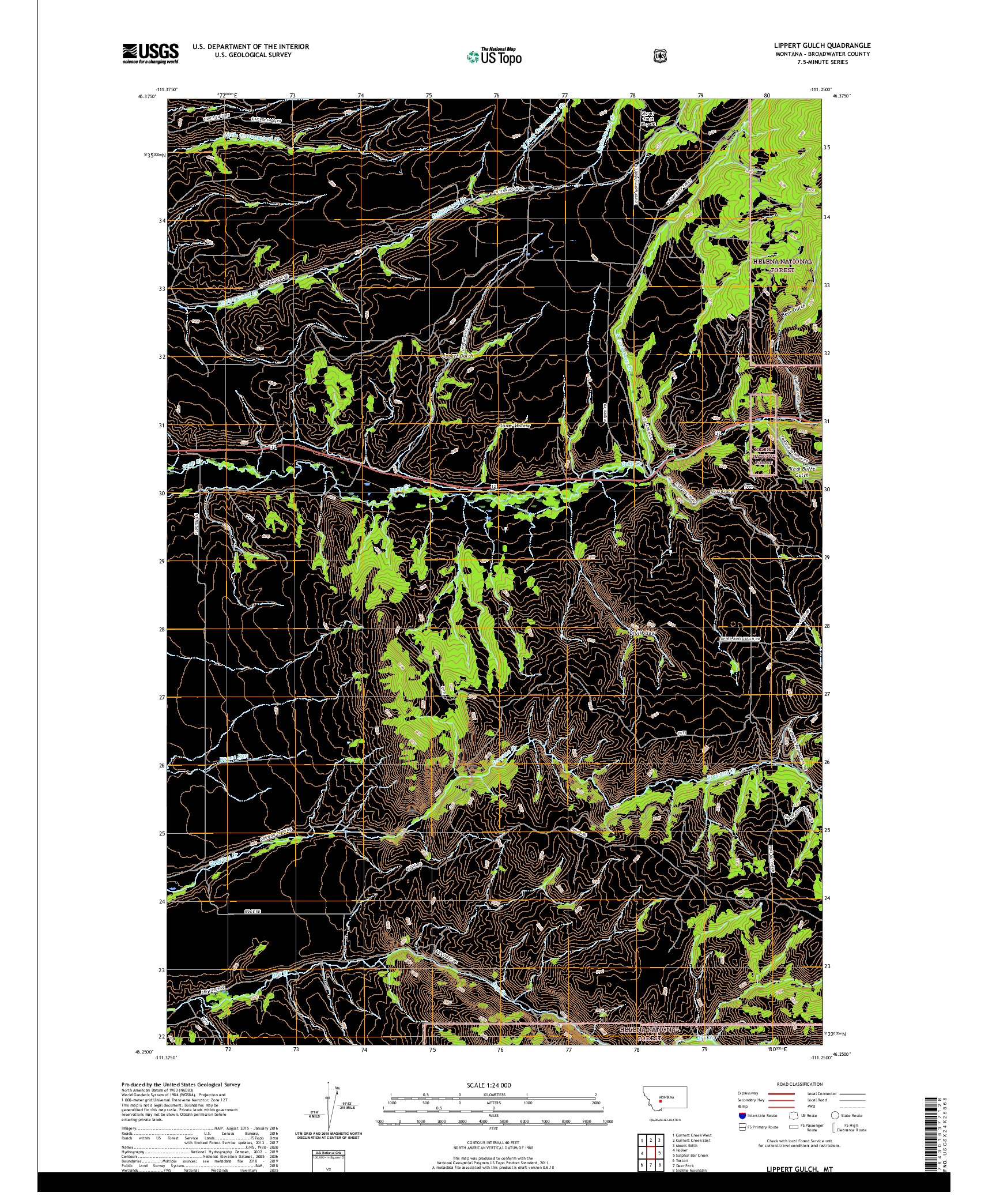 USGS US TOPO 7.5-MINUTE MAP FOR LIPPERT GULCH, MT 2020