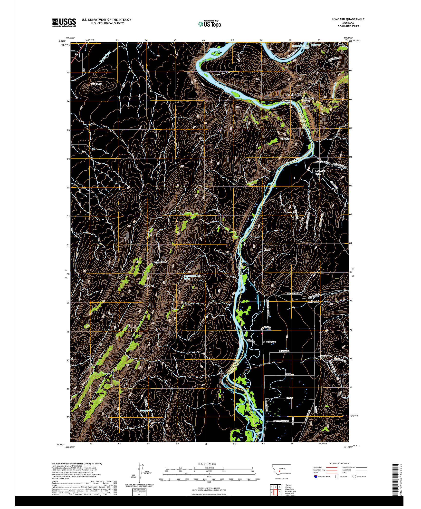 USGS US TOPO 7.5-MINUTE MAP FOR LOMBARD, MT 2020