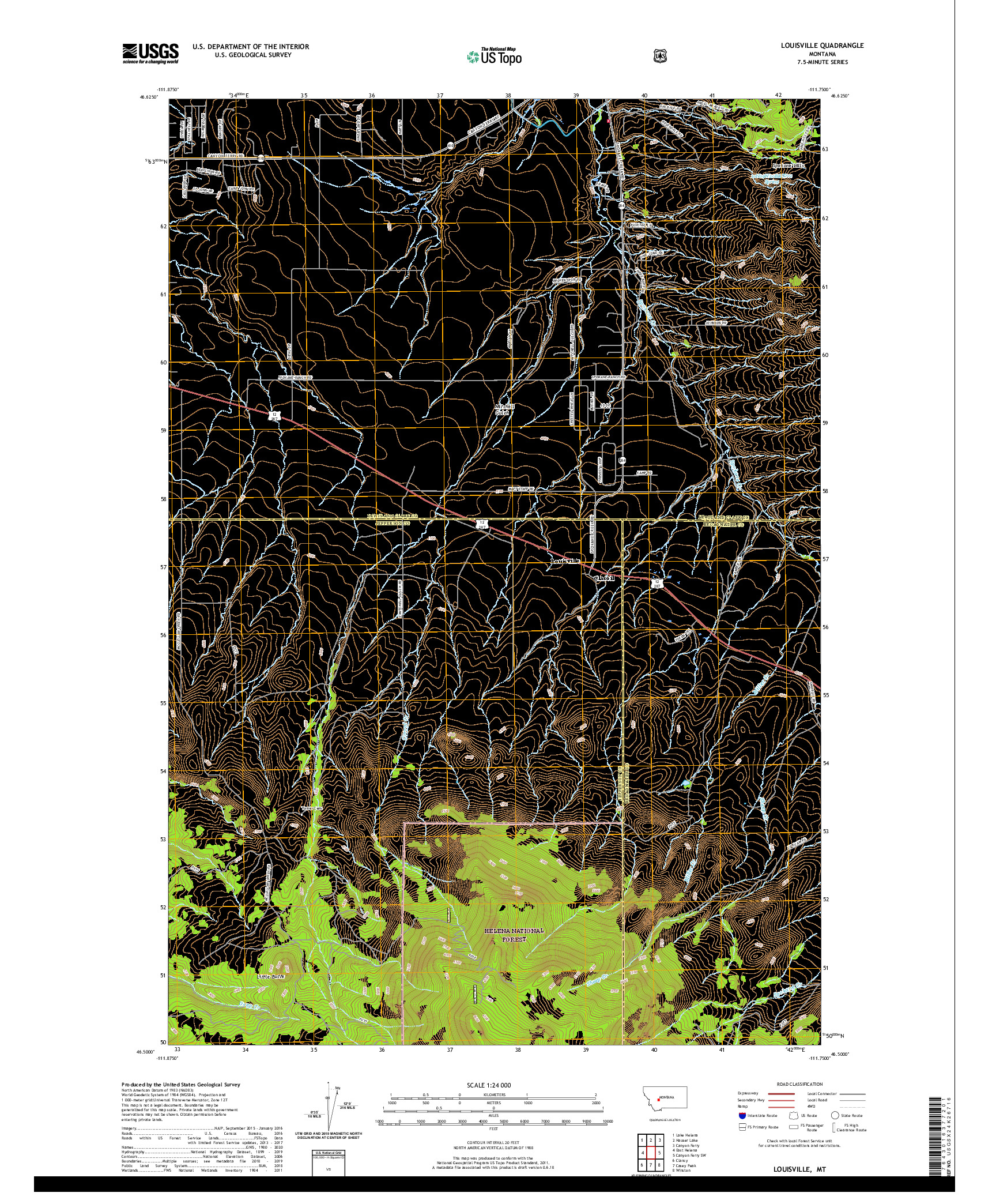 USGS US TOPO 7.5-MINUTE MAP FOR LOUISVILLE, MT 2020