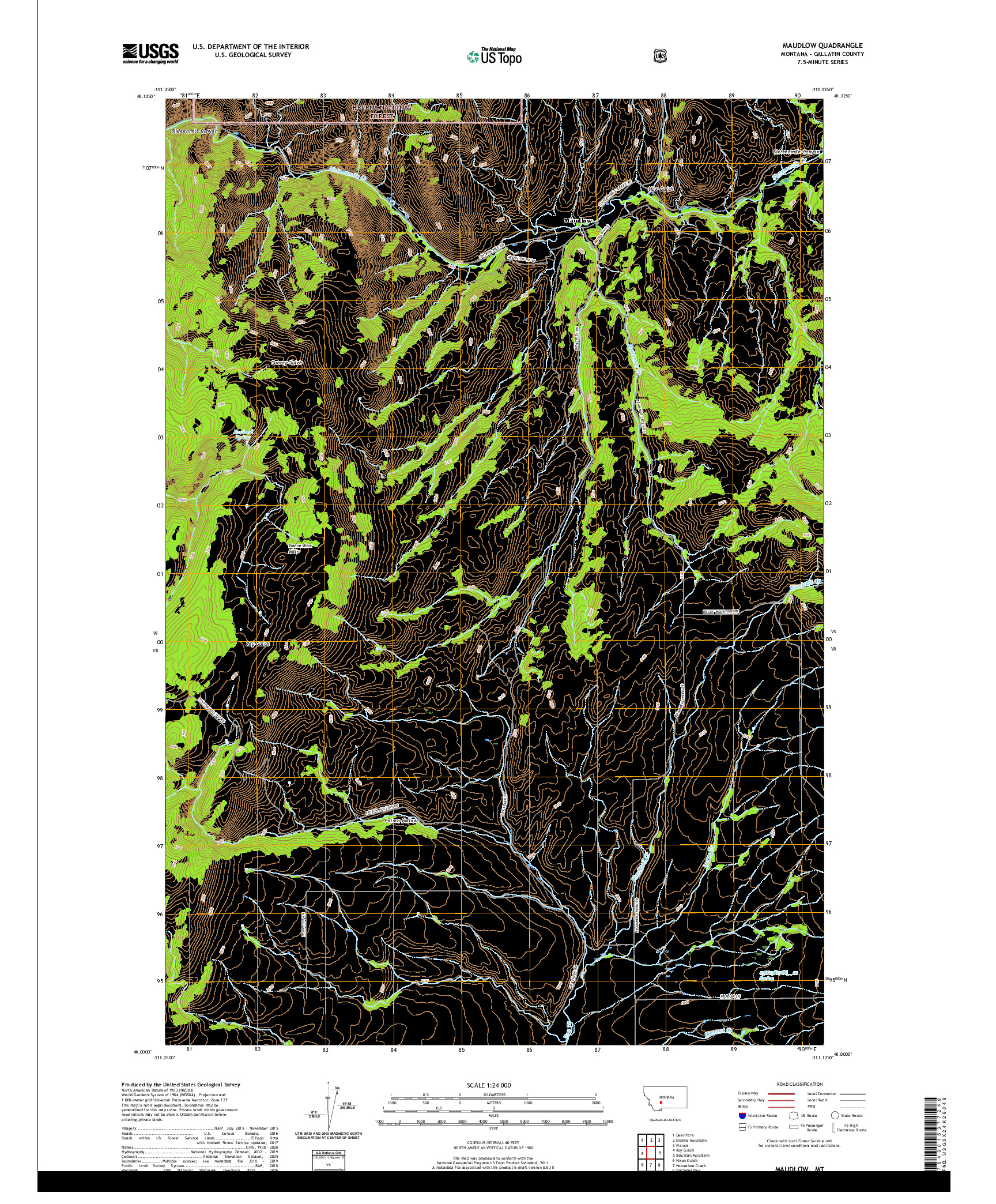 USGS US TOPO 7.5-MINUTE MAP FOR MAUDLOW, MT 2020