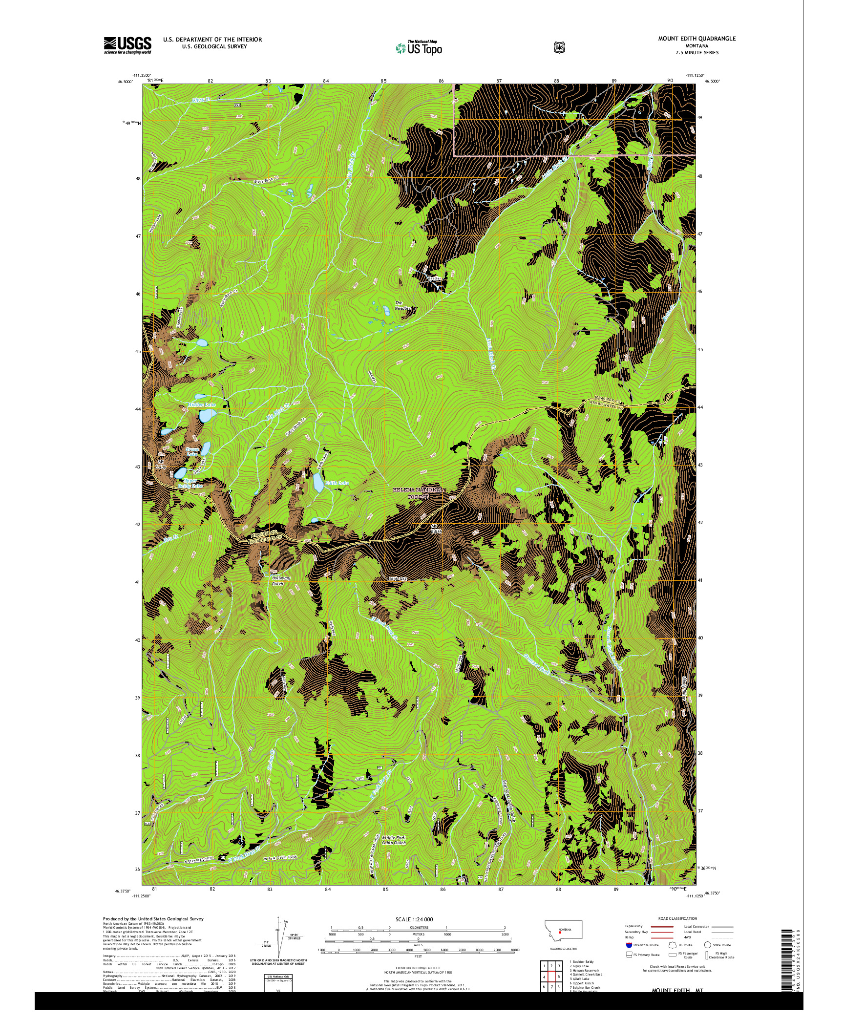 USGS US TOPO 7.5-MINUTE MAP FOR MOUNT EDITH, MT 2020
