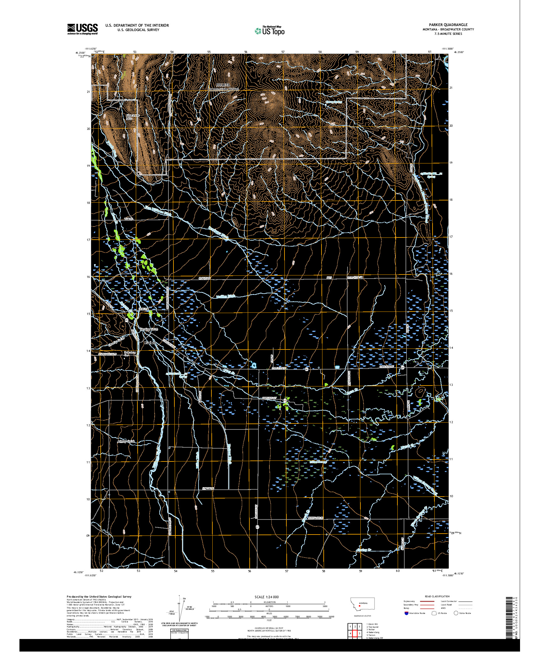 USGS US TOPO 7.5-MINUTE MAP FOR PARKER, MT 2020