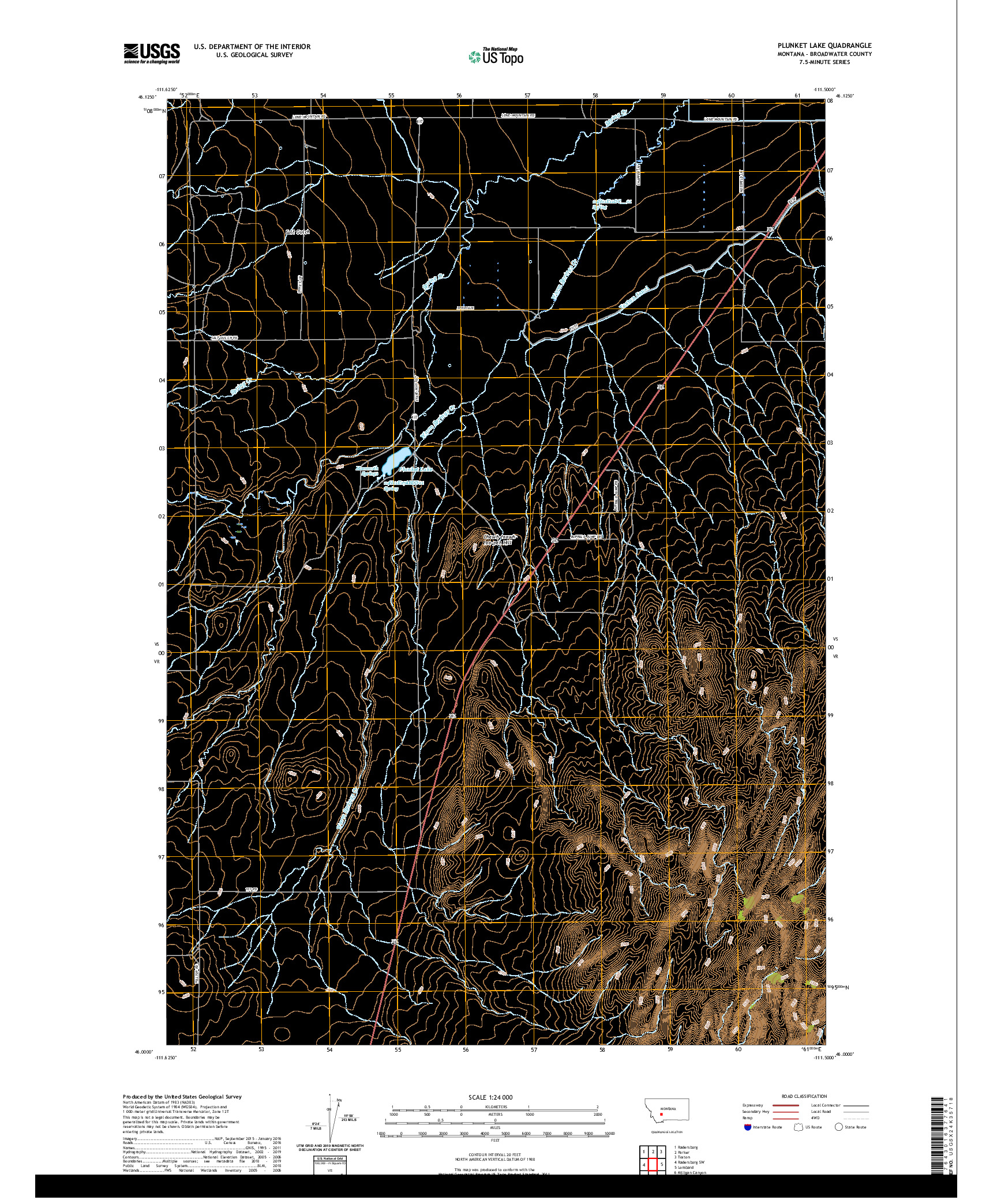 USGS US TOPO 7.5-MINUTE MAP FOR PLUNKET LAKE, MT 2020