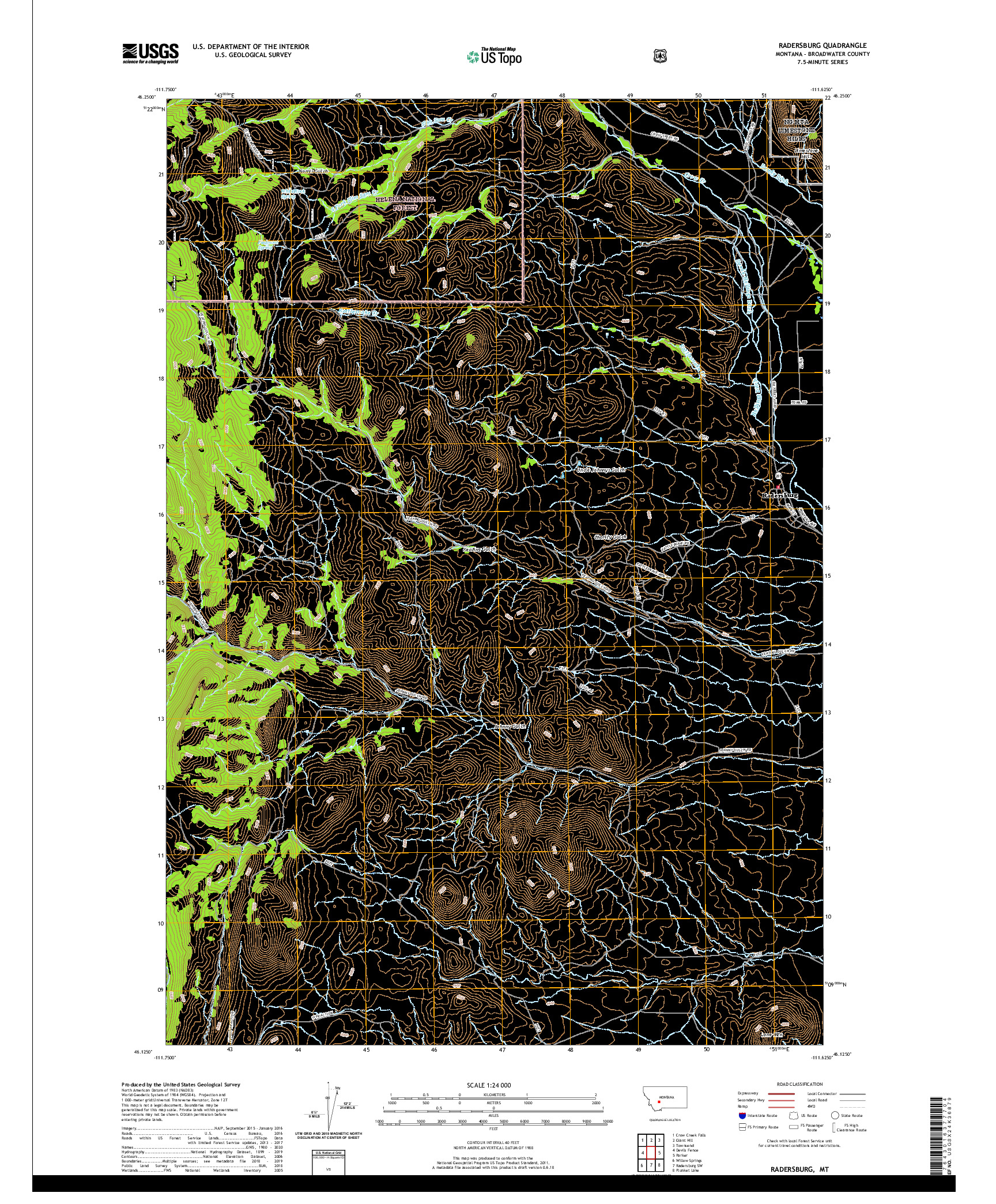 USGS US TOPO 7.5-MINUTE MAP FOR RADERSBURG, MT 2020