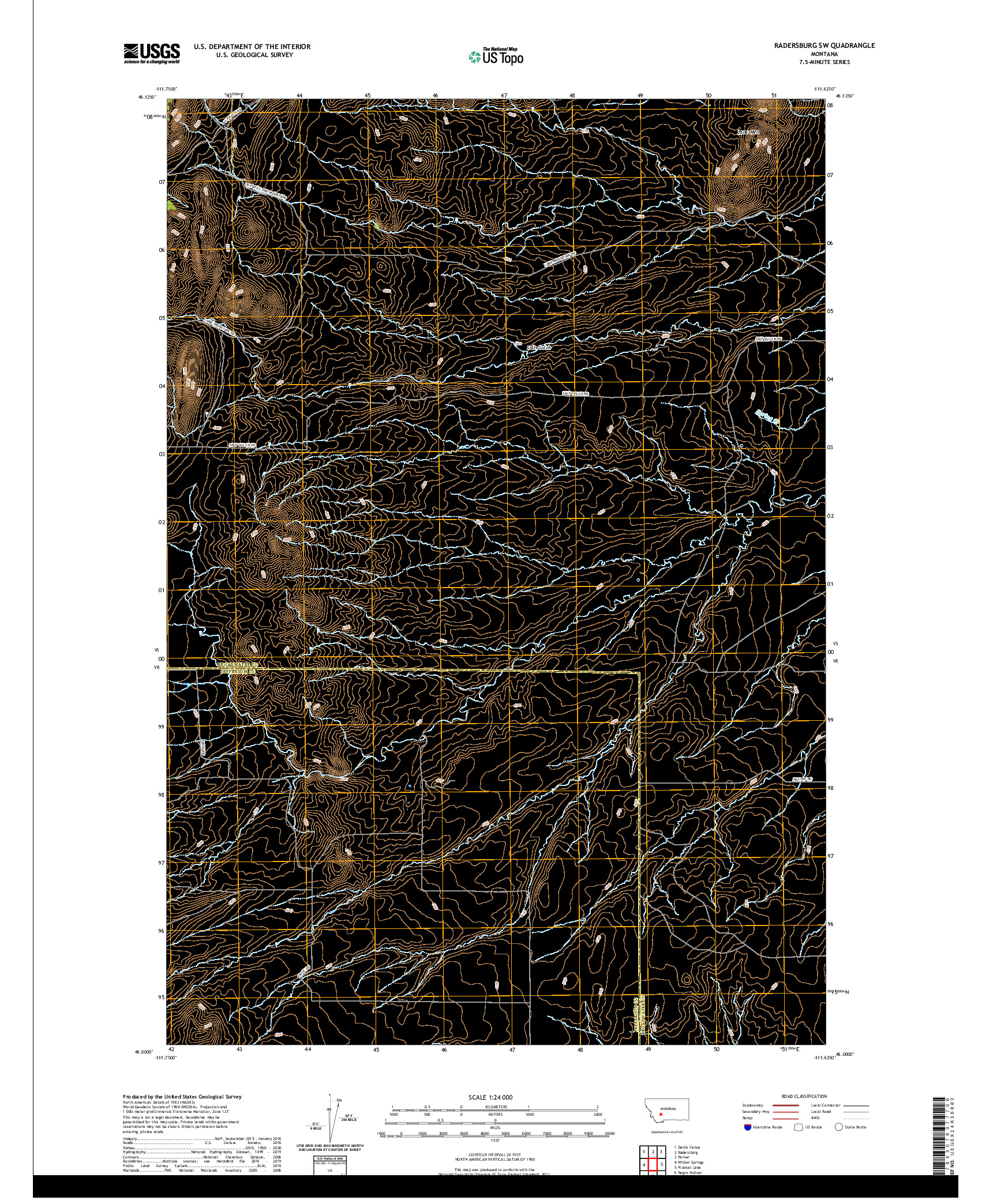 USGS US TOPO 7.5-MINUTE MAP FOR RADERSBURG SW, MT 2020