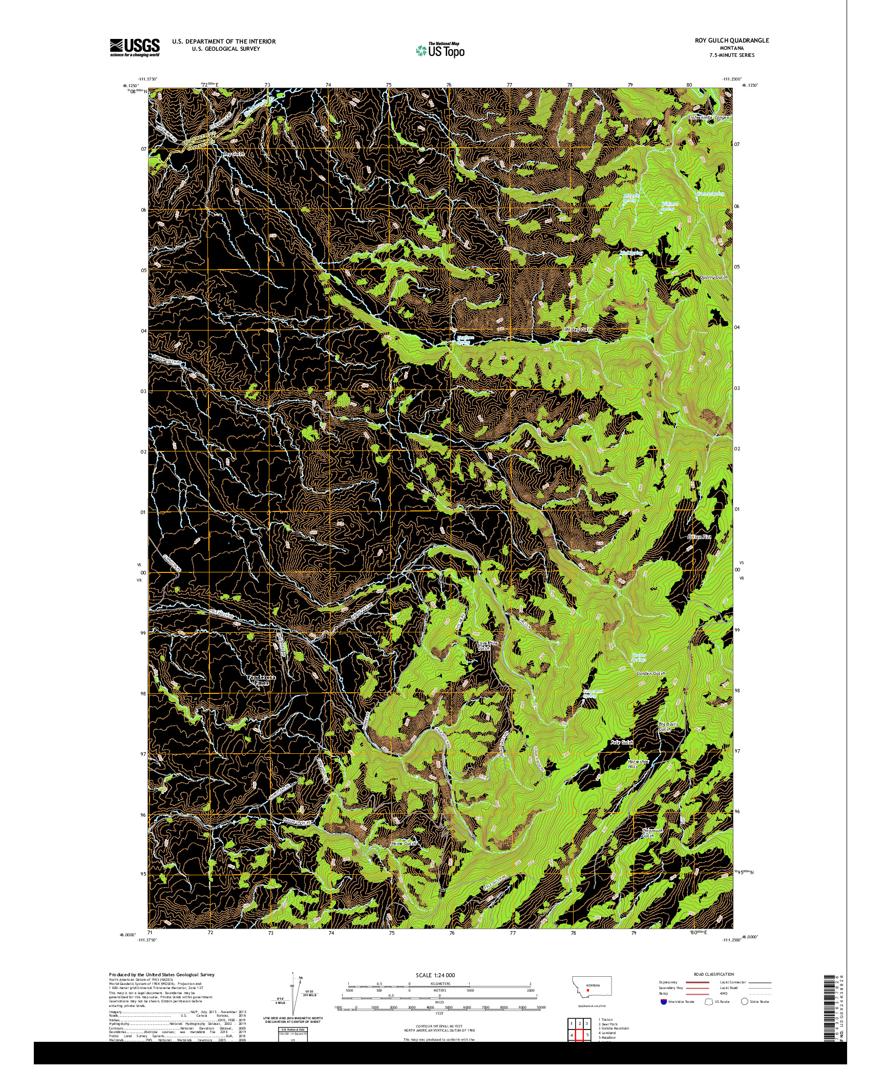 USGS US TOPO 7.5-MINUTE MAP FOR ROY GULCH, MT 2020