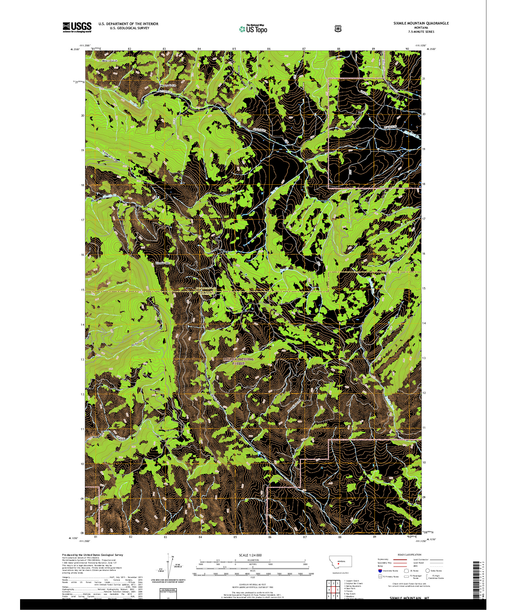 USGS US TOPO 7.5-MINUTE MAP FOR SIXMILE MOUNTAIN, MT 2020