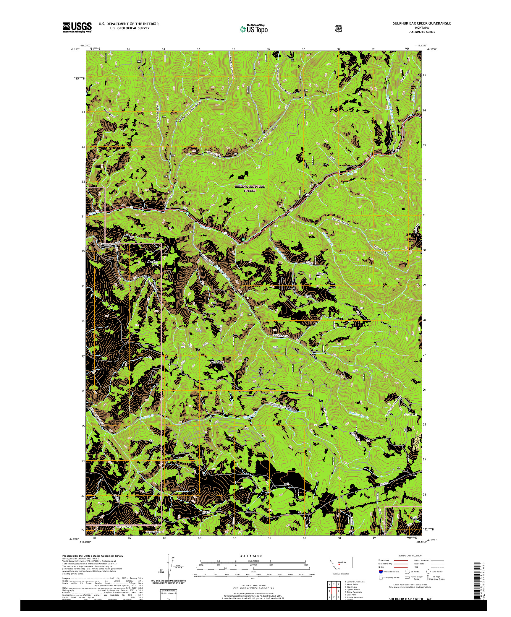 USGS US TOPO 7.5-MINUTE MAP FOR SULPHUR BAR CREEK, MT 2020