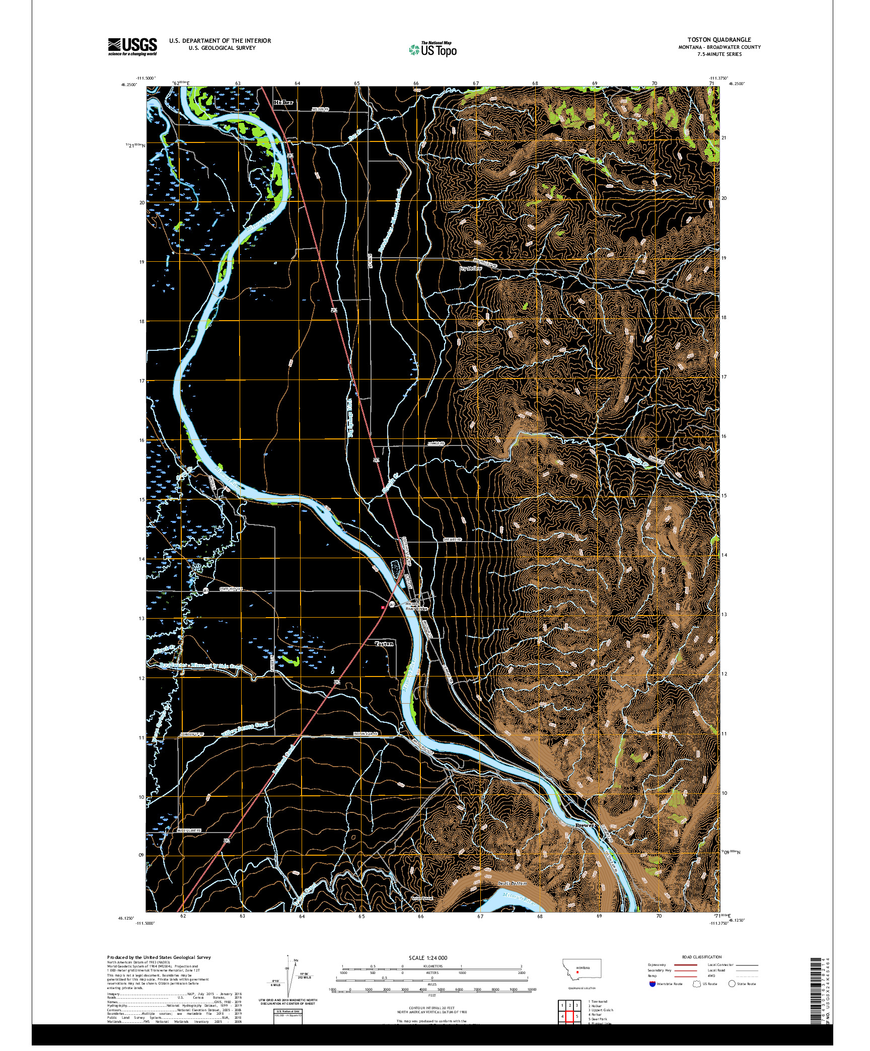 USGS US TOPO 7.5-MINUTE MAP FOR TOSTON, MT 2020