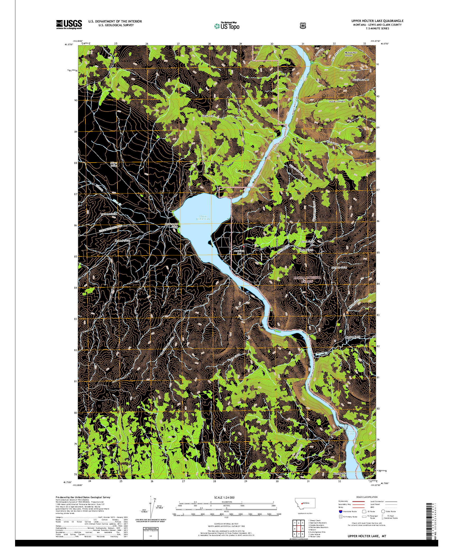USGS US TOPO 7.5-MINUTE MAP FOR UPPER HOLTER LAKE, MT 2020