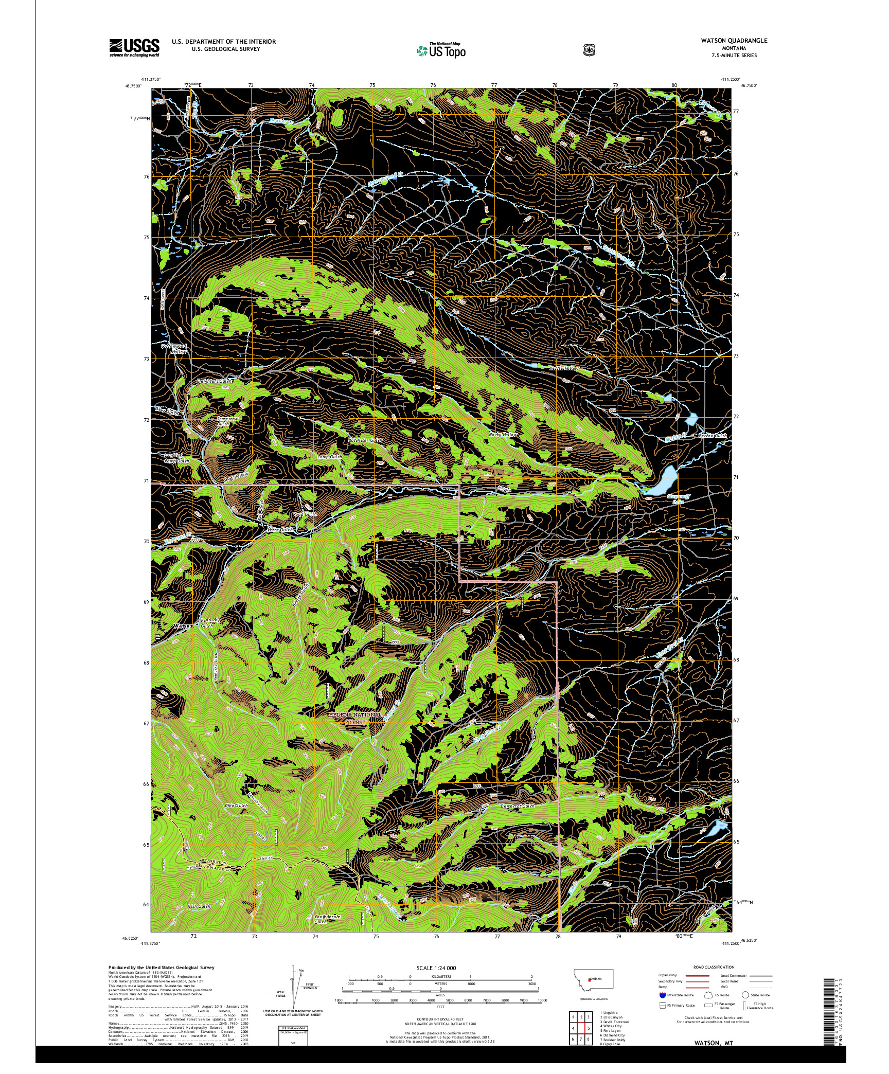 USGS US TOPO 7.5-MINUTE MAP FOR WATSON, MT 2020