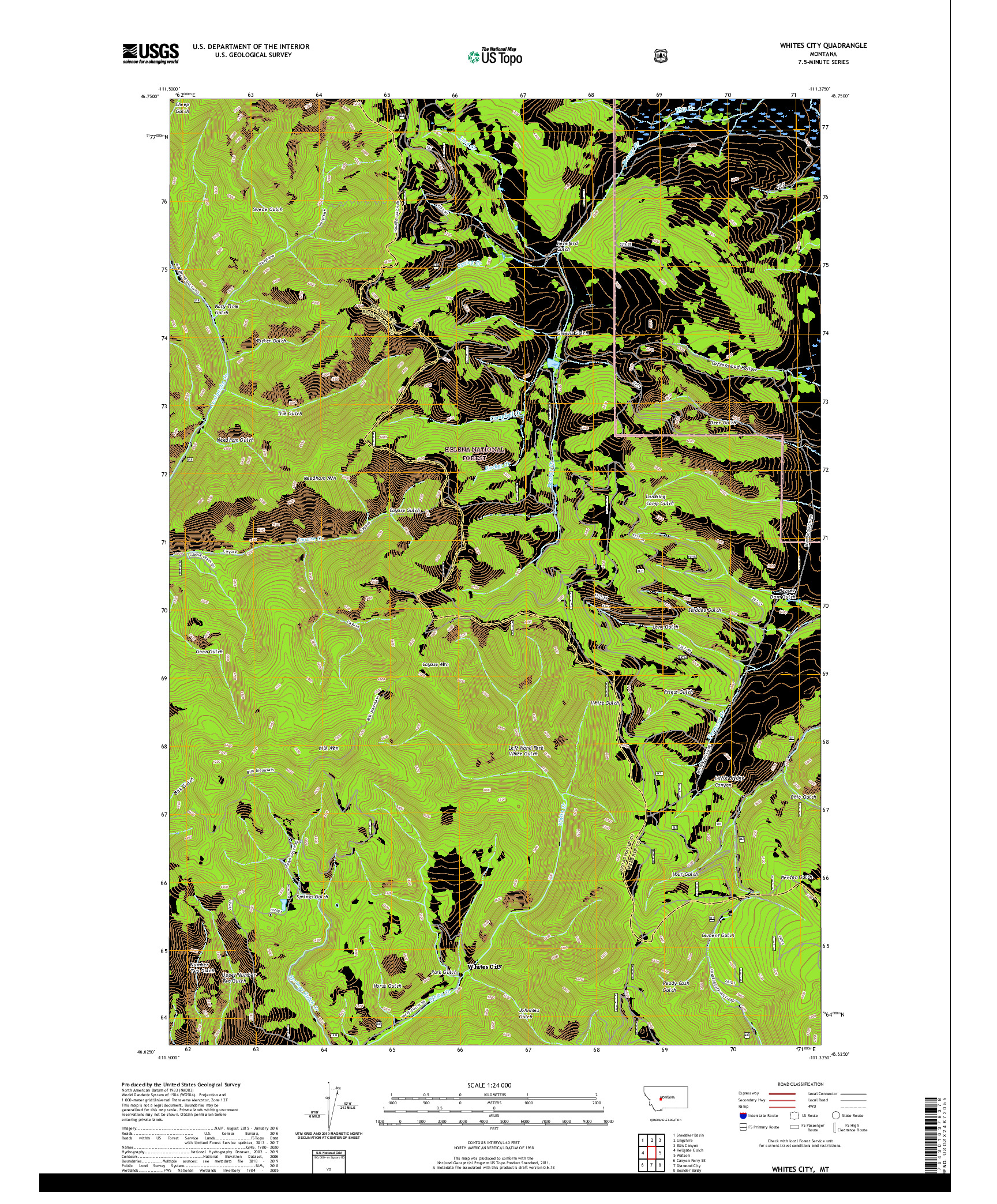 USGS US TOPO 7.5-MINUTE MAP FOR WHITES CITY, MT 2020