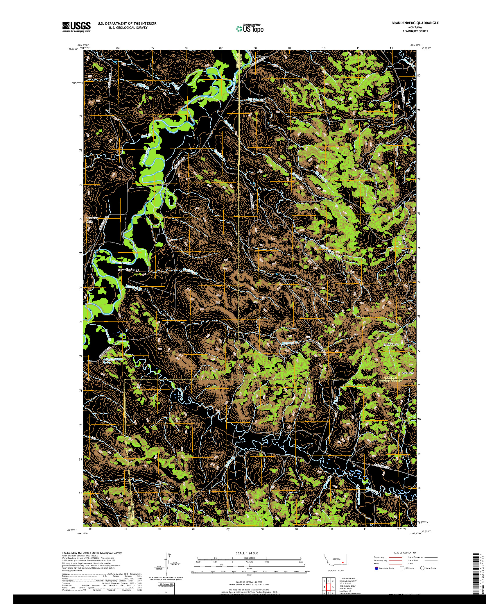 USGS US TOPO 7.5-MINUTE MAP FOR BRANDENBERG, MT 2020