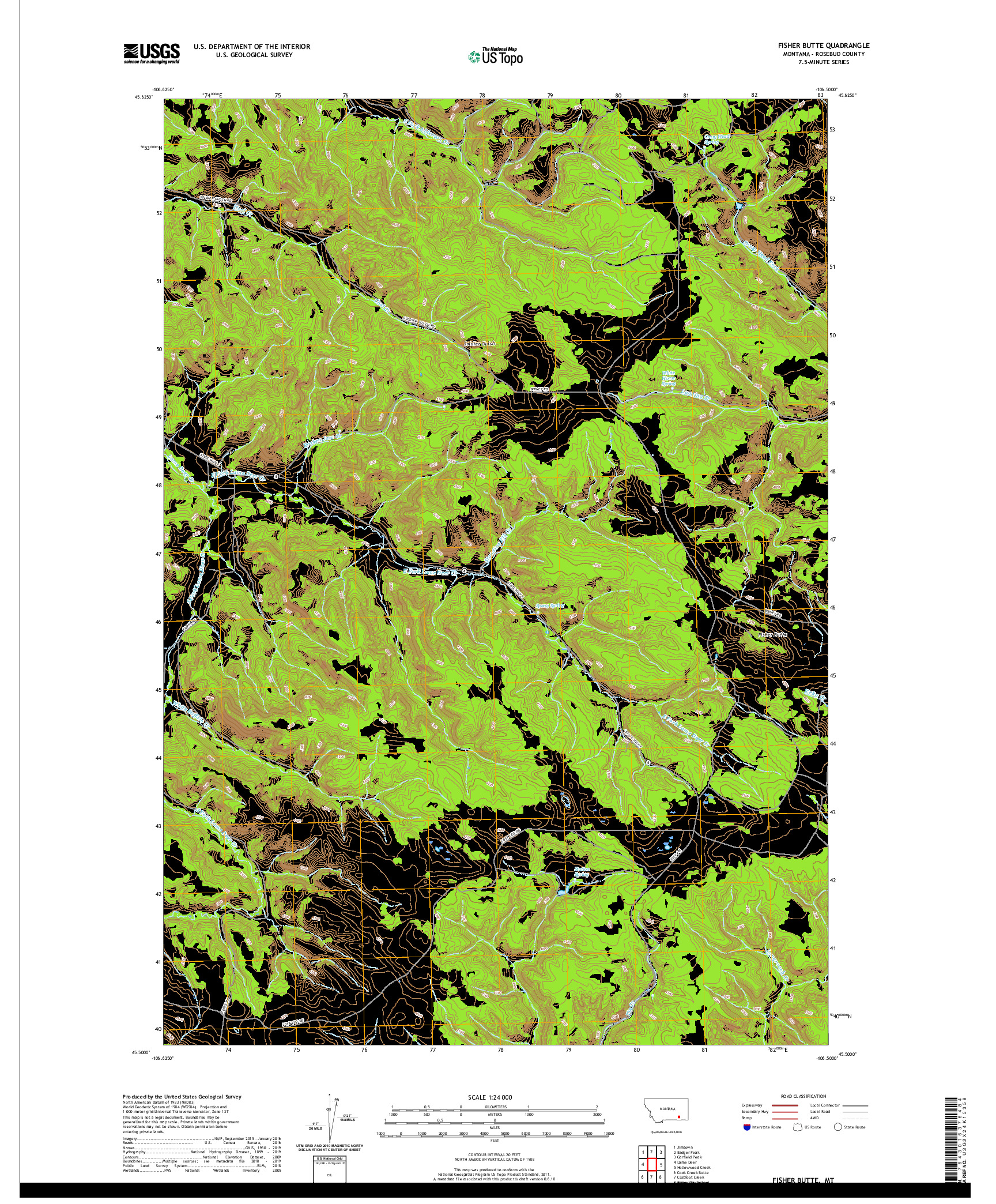 USGS US TOPO 7.5-MINUTE MAP FOR FISHER BUTTE, MT 2020