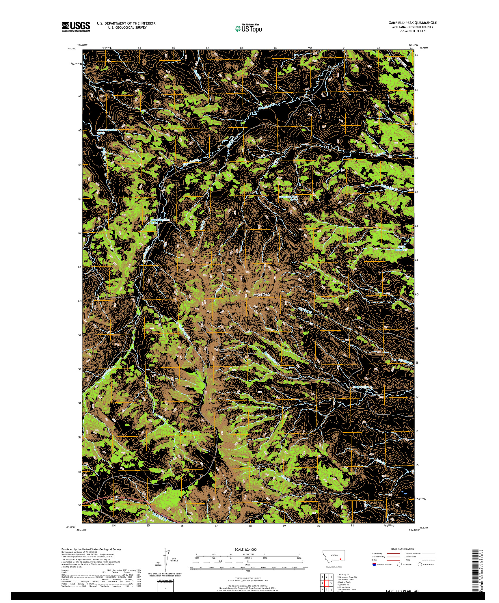 USGS US TOPO 7.5-MINUTE MAP FOR GARFIELD PEAK, MT 2020