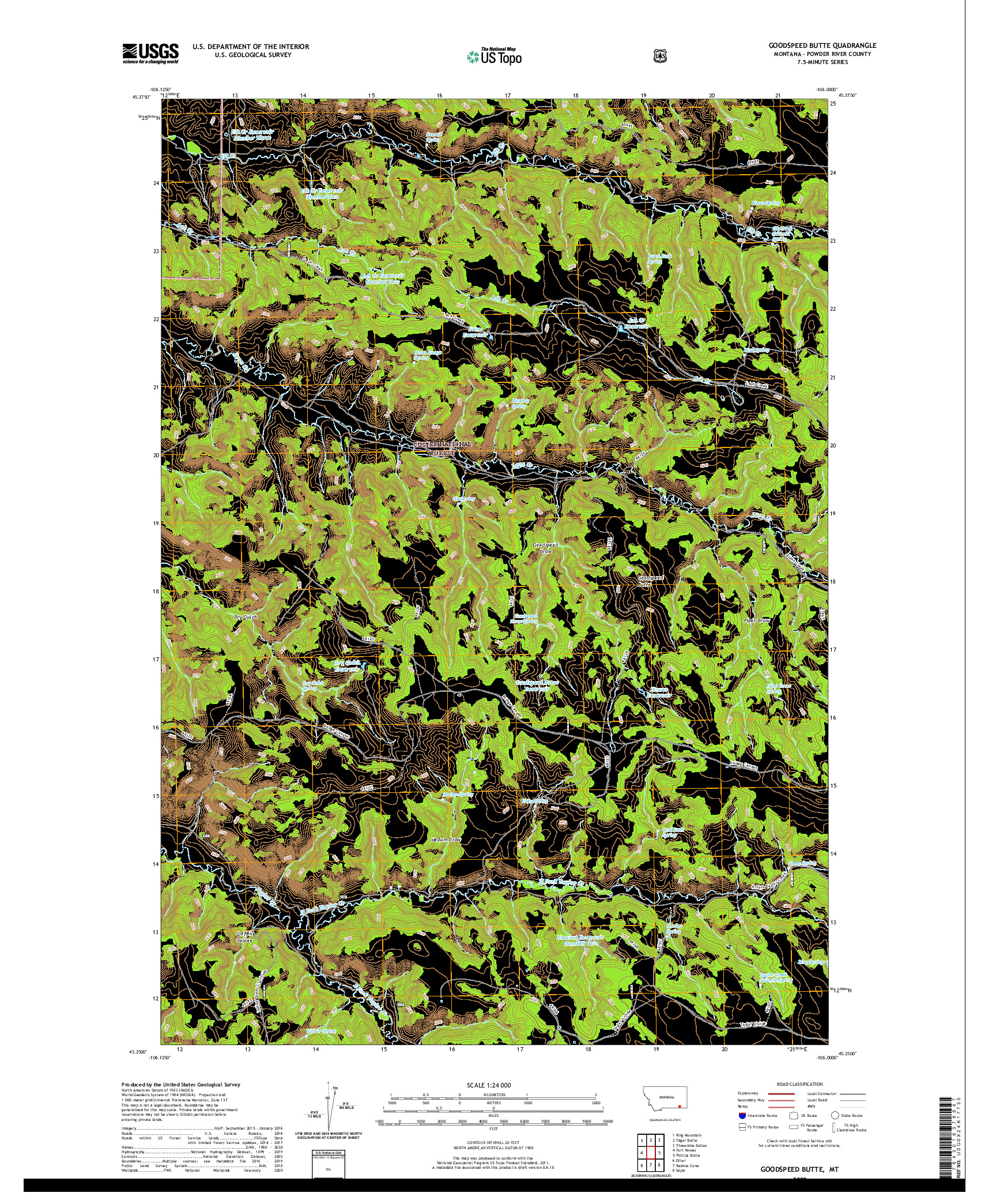 USGS US TOPO 7.5-MINUTE MAP FOR GOODSPEED BUTTE, MT 2020