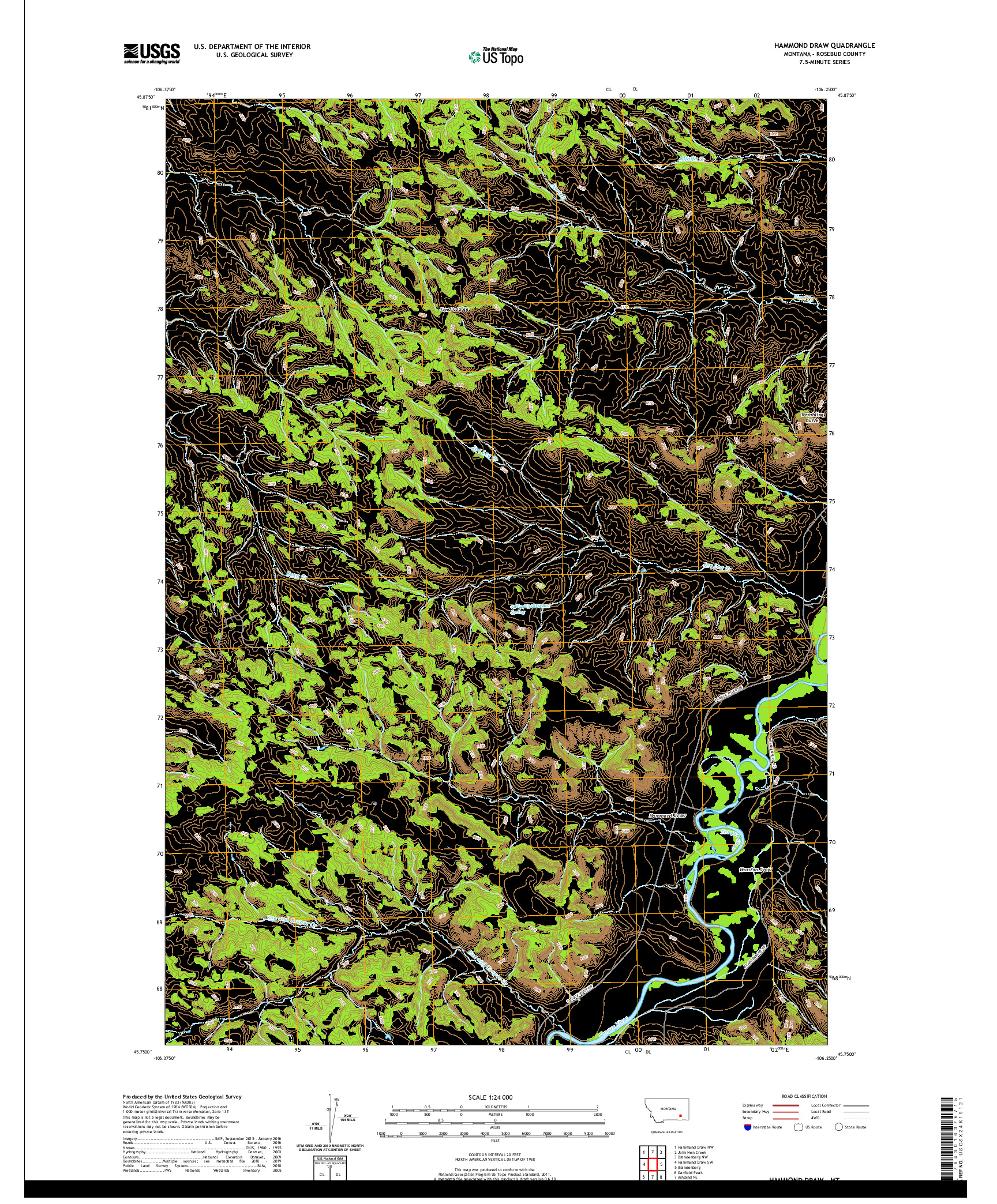 USGS US TOPO 7.5-MINUTE MAP FOR HAMMOND DRAW, MT 2020