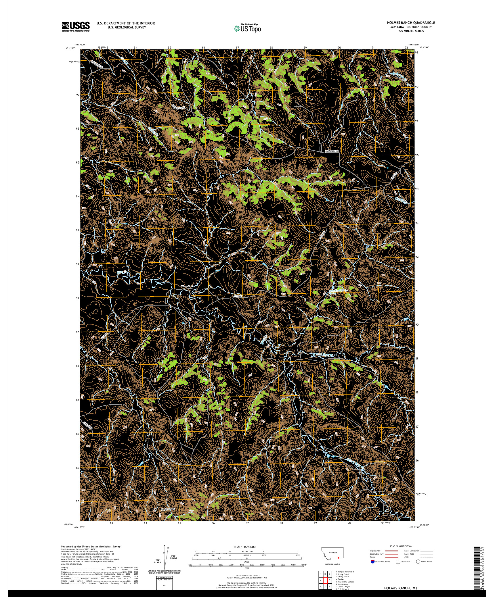 USGS US TOPO 7.5-MINUTE MAP FOR HOLMES RANCH, MT 2020