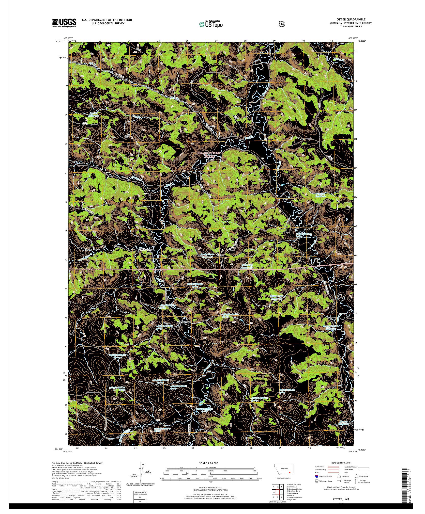 USGS US TOPO 7.5-MINUTE MAP FOR OTTER, MT 2020