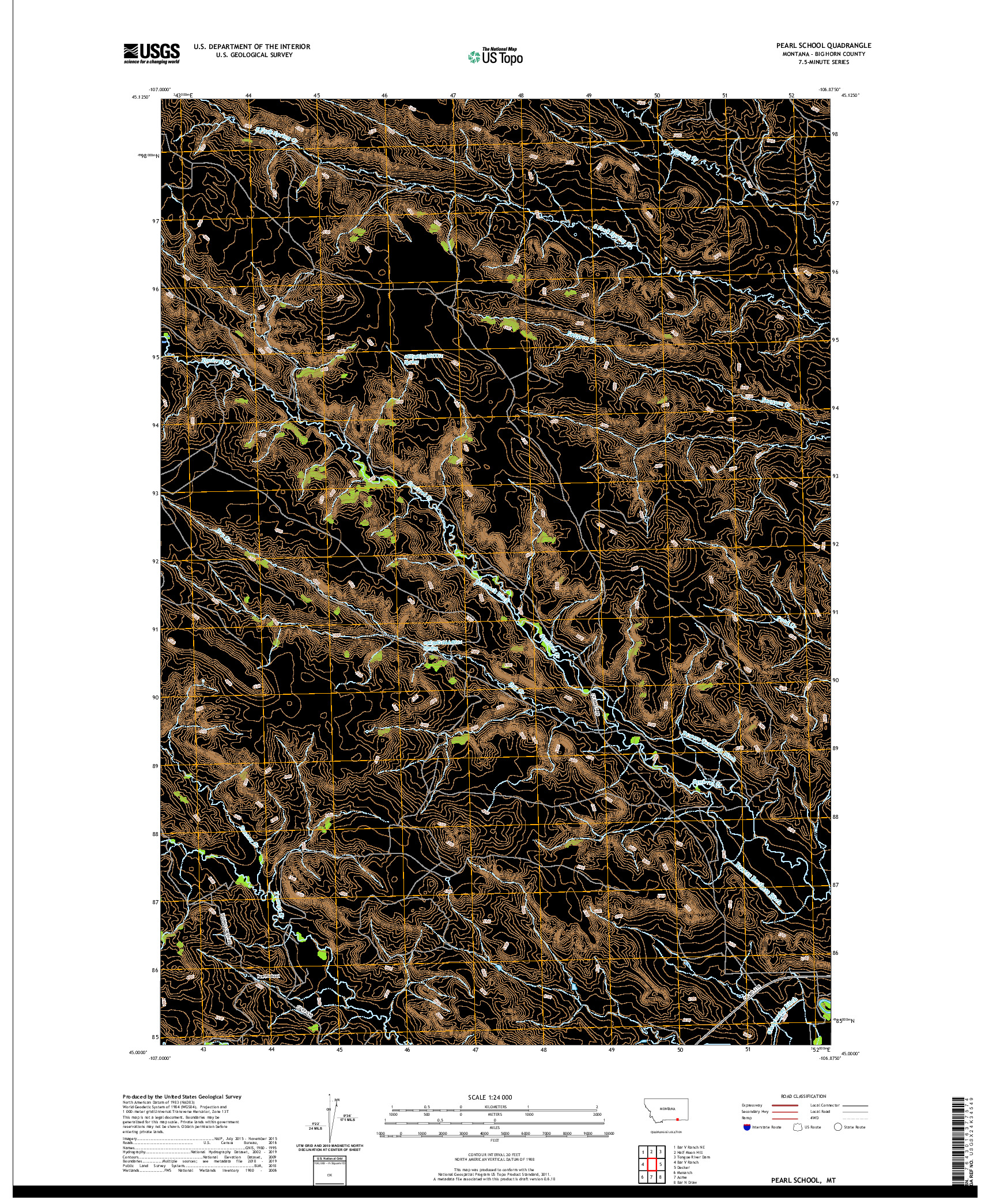 USGS US TOPO 7.5-MINUTE MAP FOR PEARL SCHOOL, MT 2020