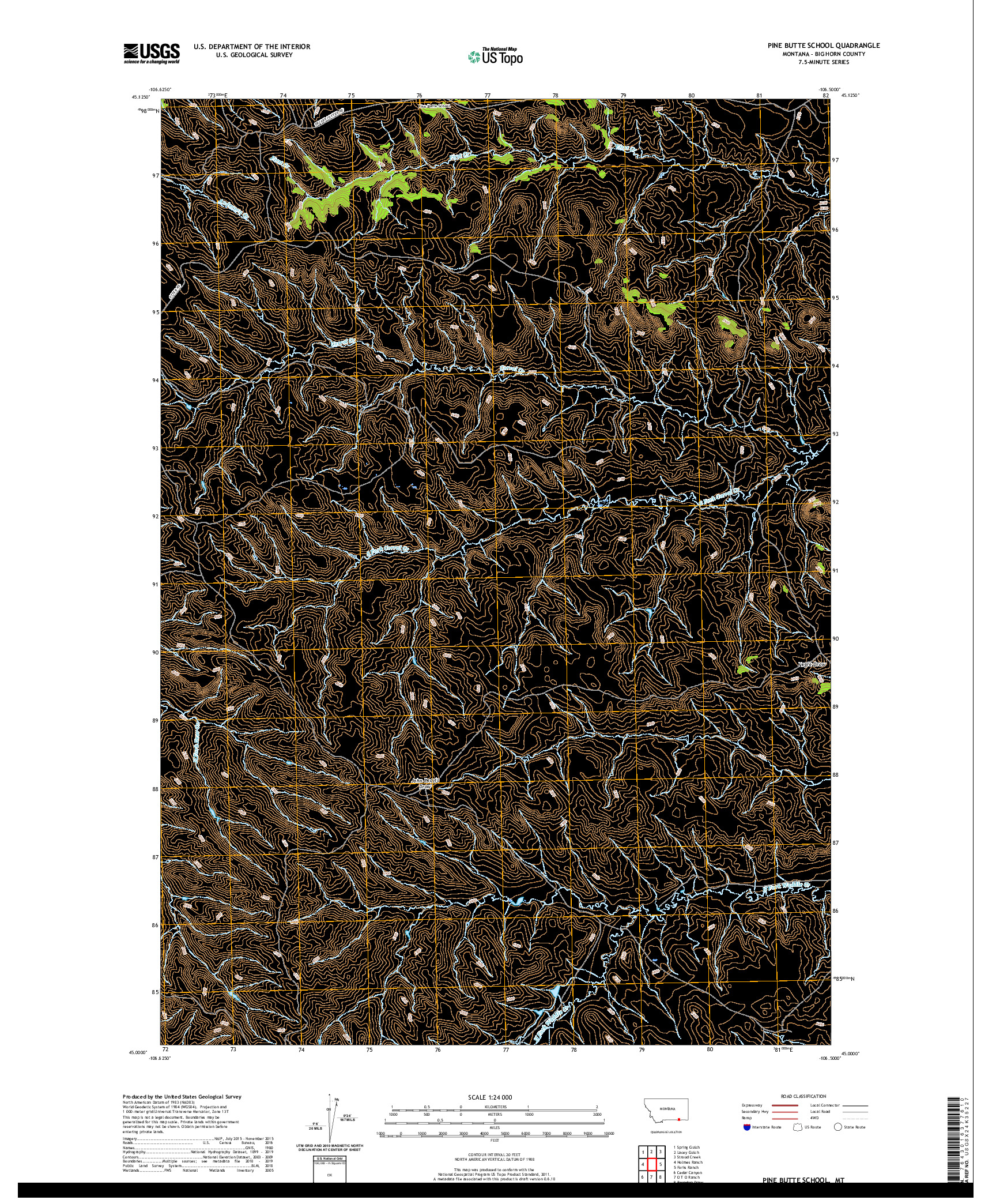 USGS US TOPO 7.5-MINUTE MAP FOR PINE BUTTE SCHOOL, MT 2020