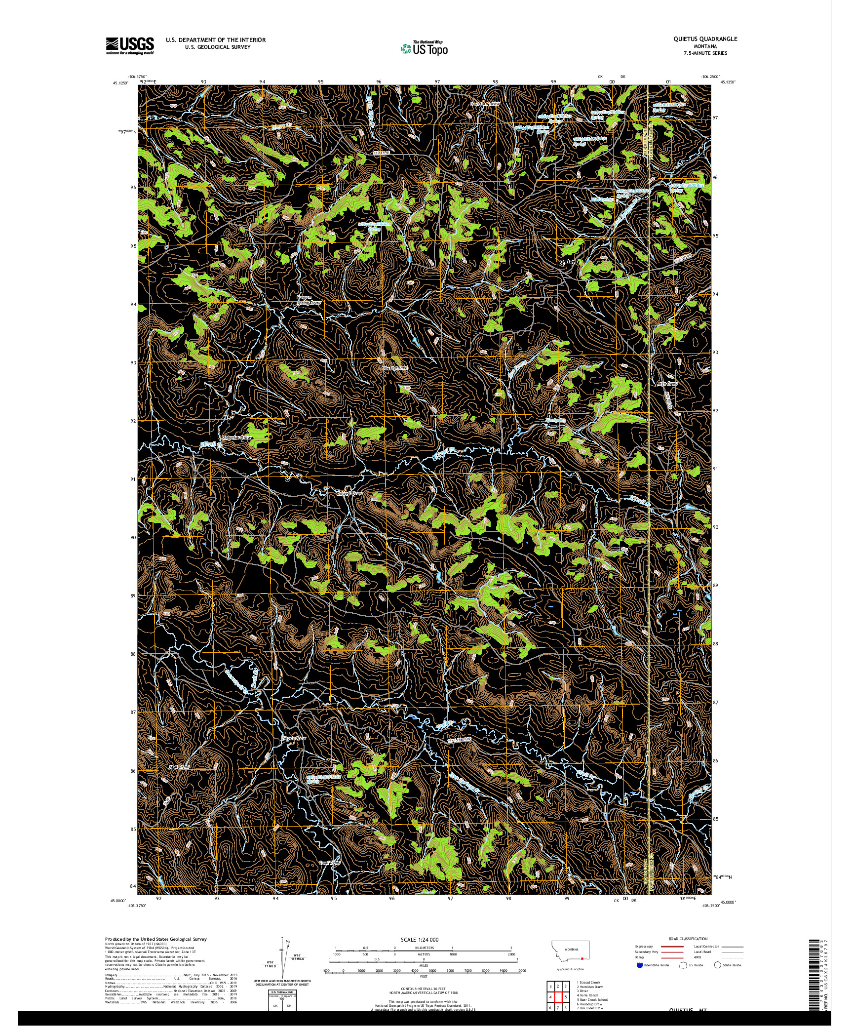 USGS US TOPO 7.5-MINUTE MAP FOR QUIETUS, MT 2020