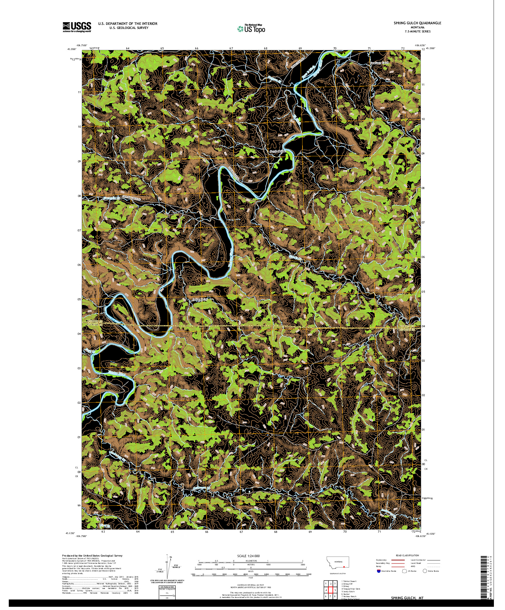 USGS US TOPO 7.5-MINUTE MAP FOR SPRING GULCH, MT 2020