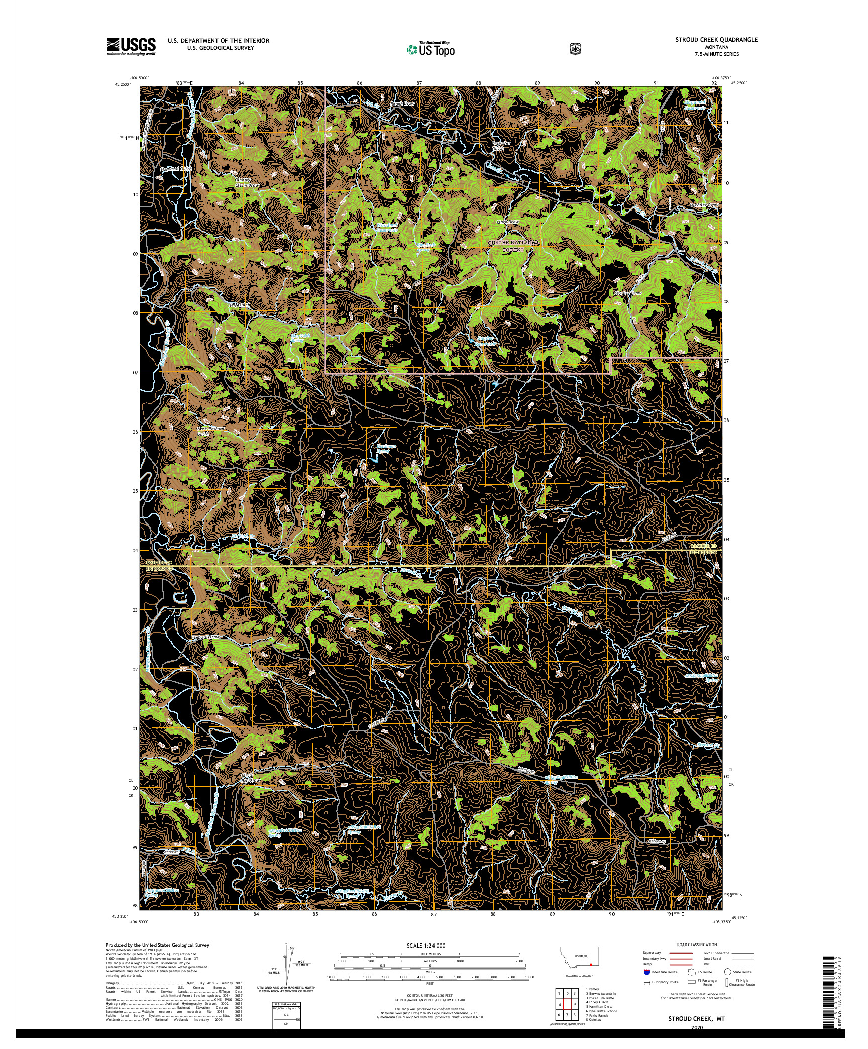 USGS US TOPO 7.5-MINUTE MAP FOR STROUD CREEK, MT 2020