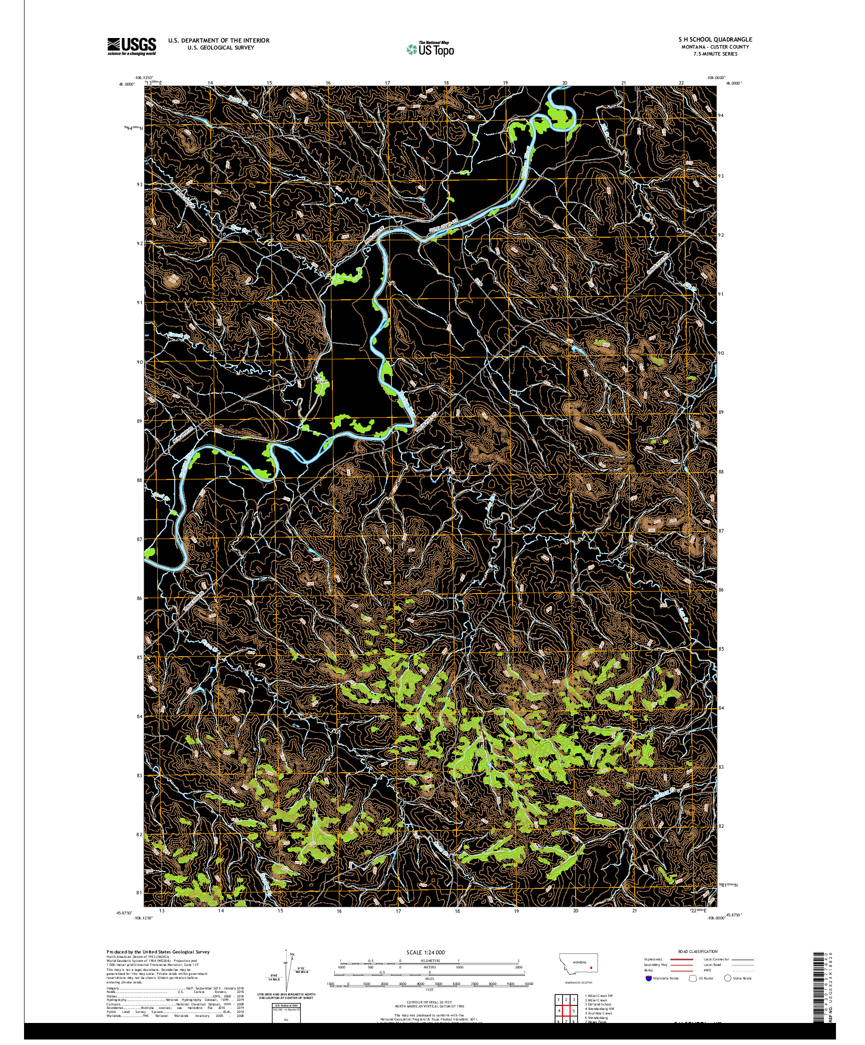 USGS US TOPO 7.5-MINUTE MAP FOR S H SCHOOL, MT 2020