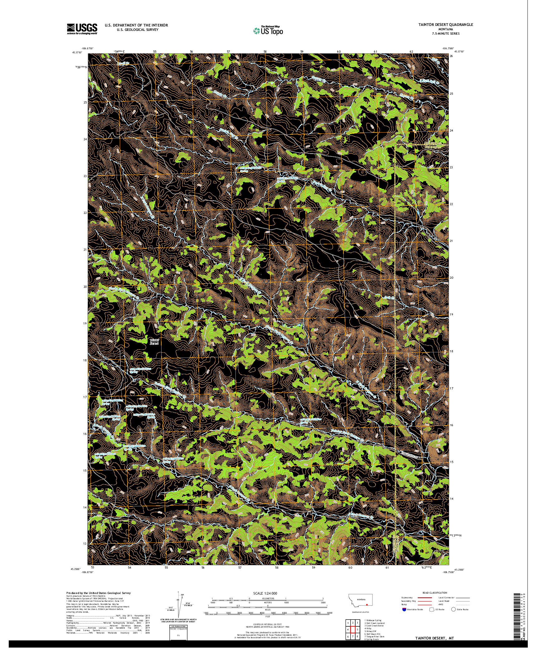 USGS US TOPO 7.5-MINUTE MAP FOR TAINTOR DESERT, MT 2020