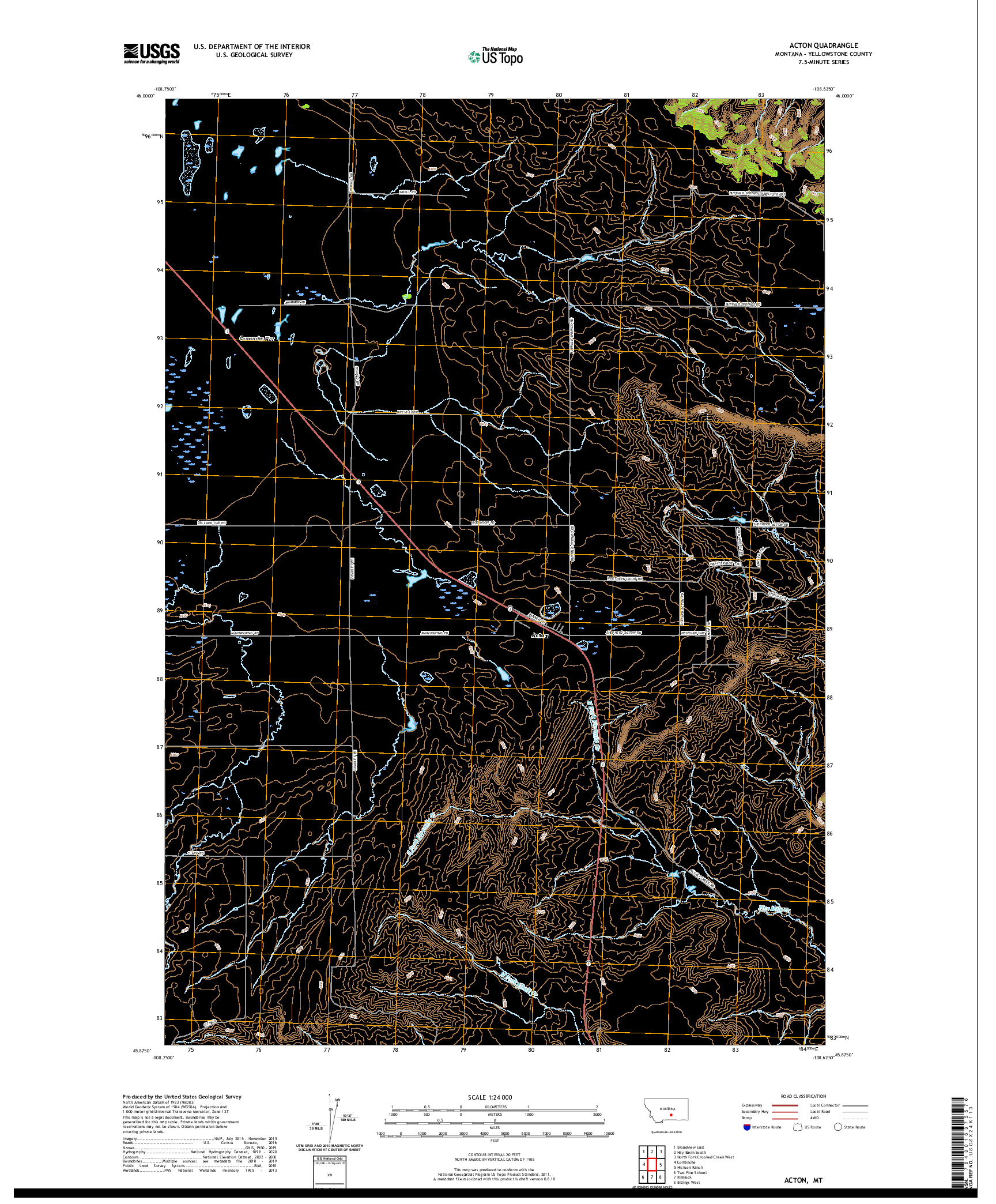 USGS US TOPO 7.5-MINUTE MAP FOR ACTON, MT 2020
