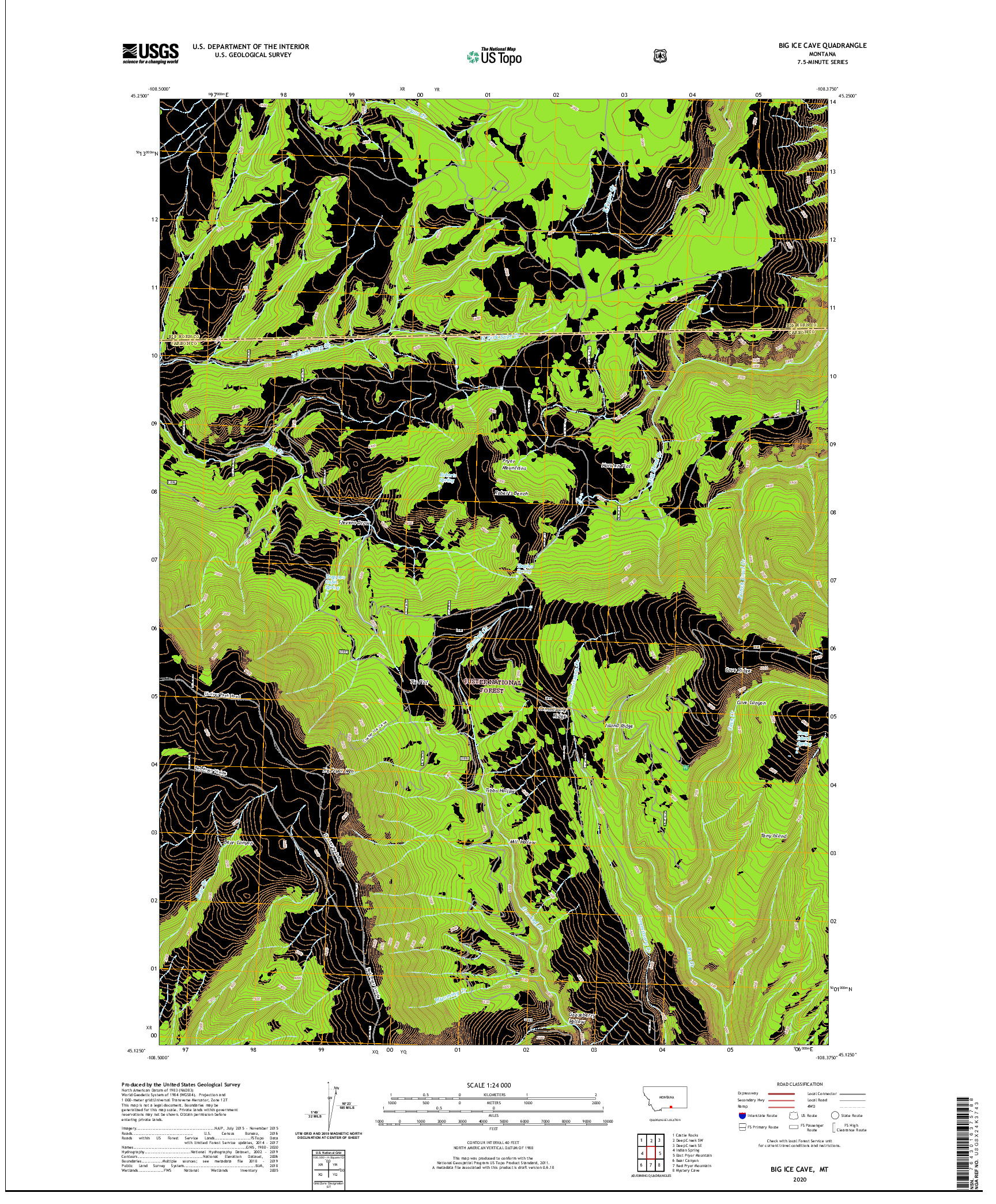 USGS US TOPO 7.5-MINUTE MAP FOR BIG ICE CAVE, MT 2020