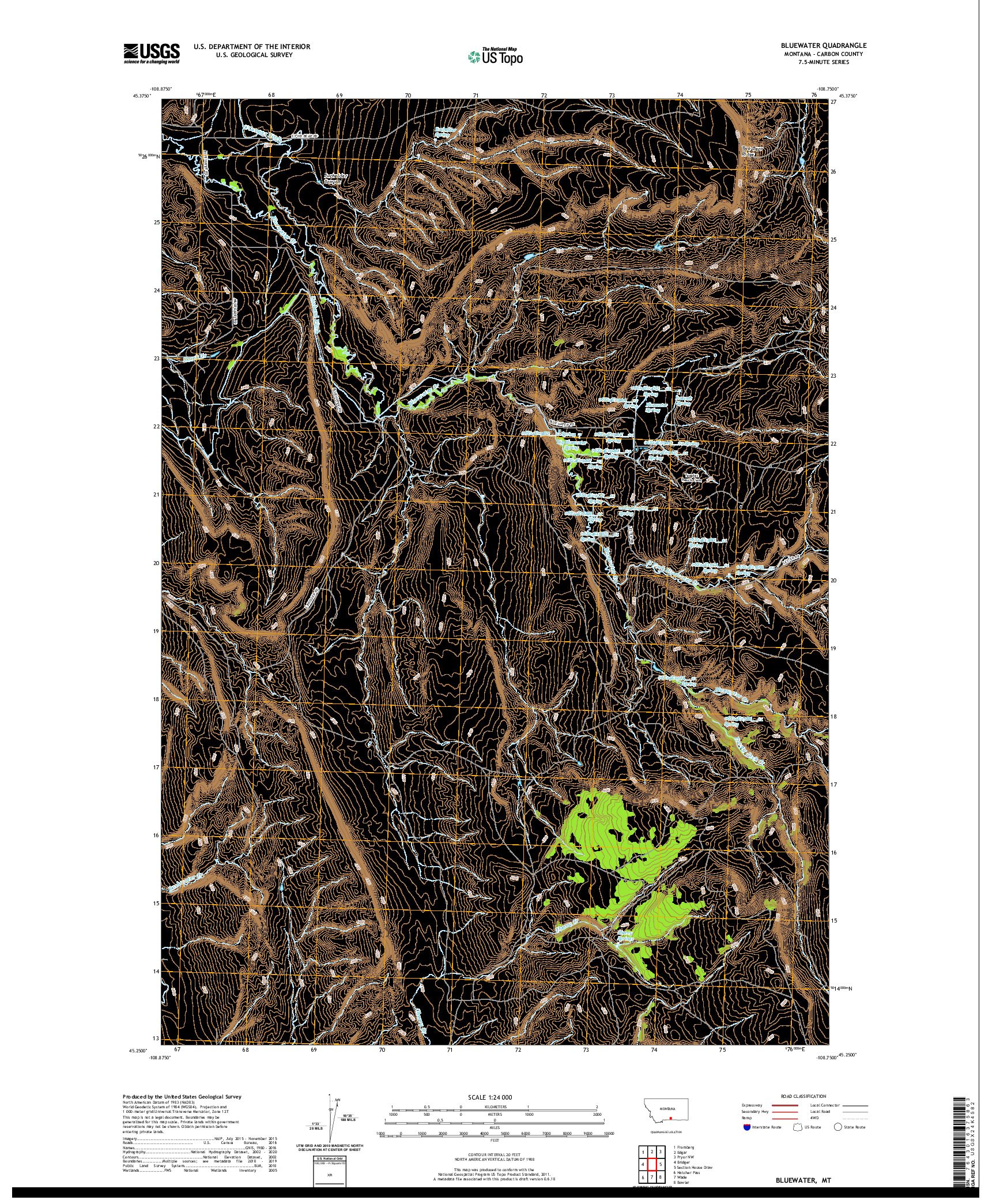 USGS US TOPO 7.5-MINUTE MAP FOR BLUEWATER, MT 2020