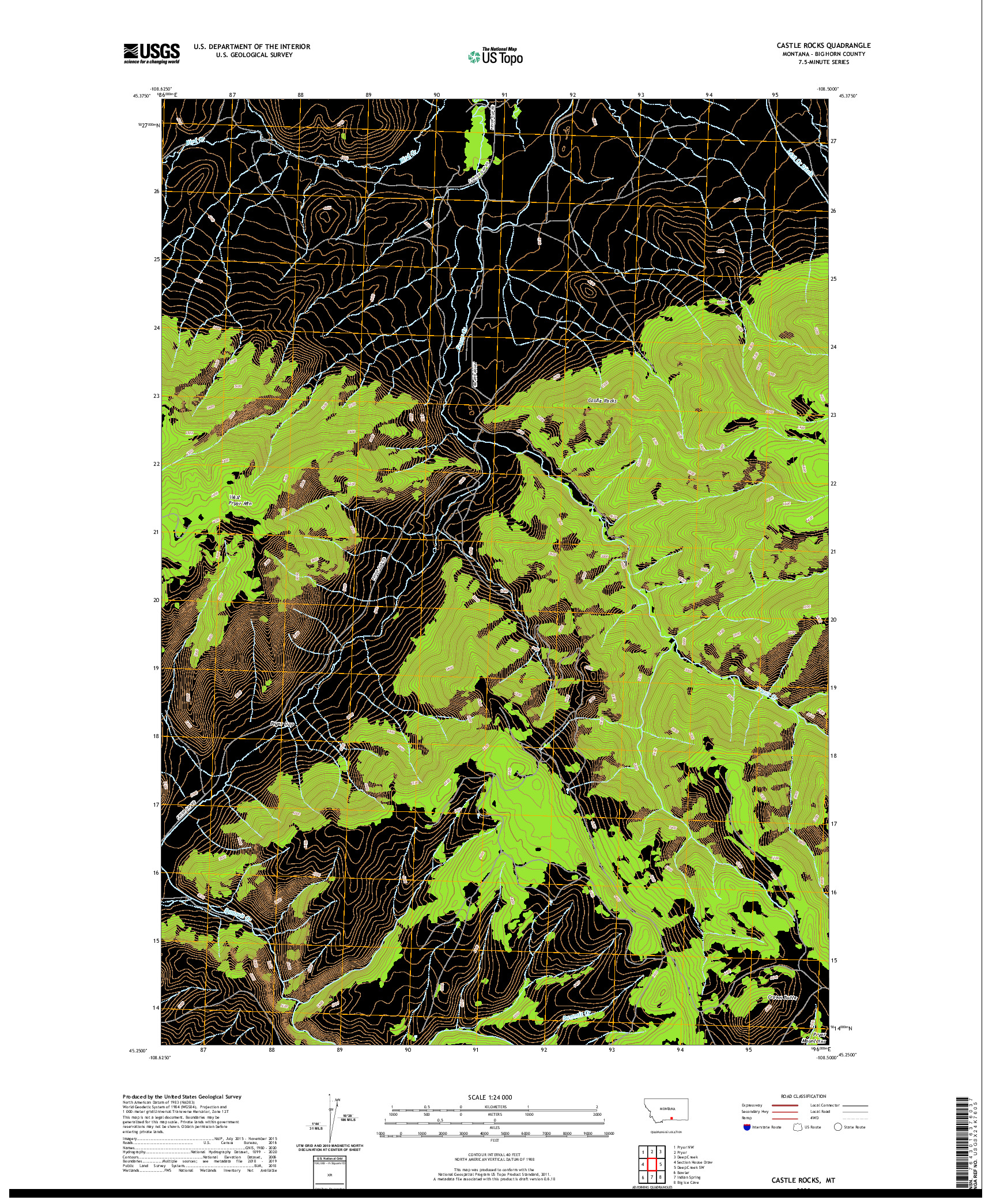 USGS US TOPO 7.5-MINUTE MAP FOR CASTLE ROCKS, MT 2020
