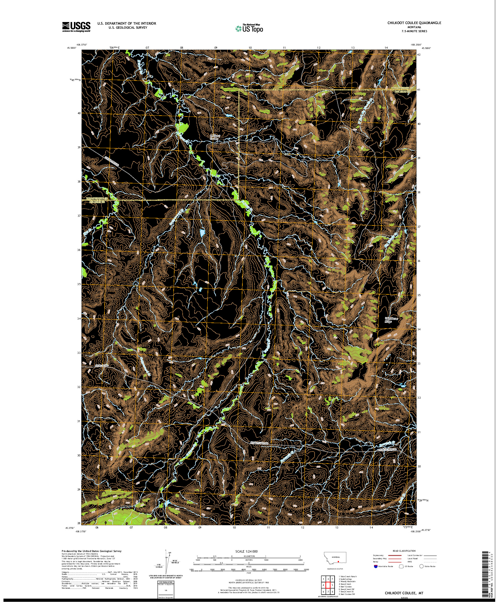 USGS US TOPO 7.5-MINUTE MAP FOR CHILKOOT COULEE, MT 2020