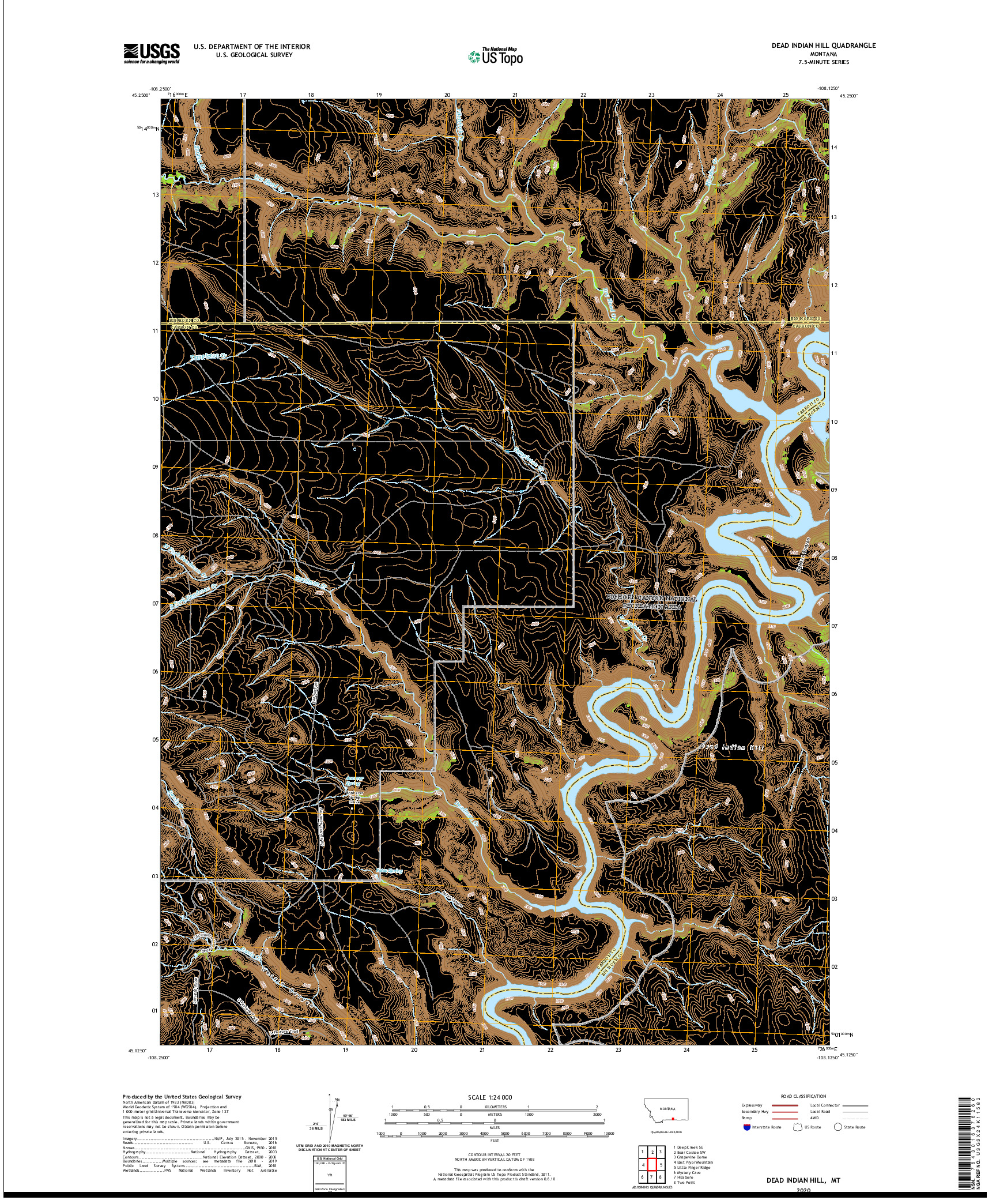 USGS US TOPO 7.5-MINUTE MAP FOR DEAD INDIAN HILL, MT 2020