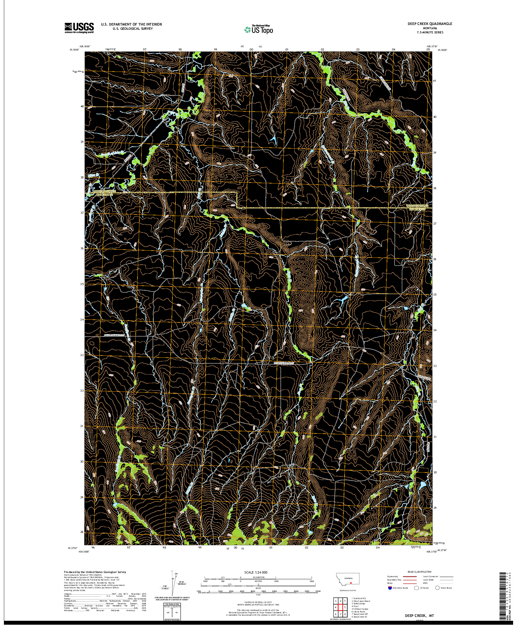 USGS US TOPO 7.5-MINUTE MAP FOR DEEP CREEK, MT 2020
