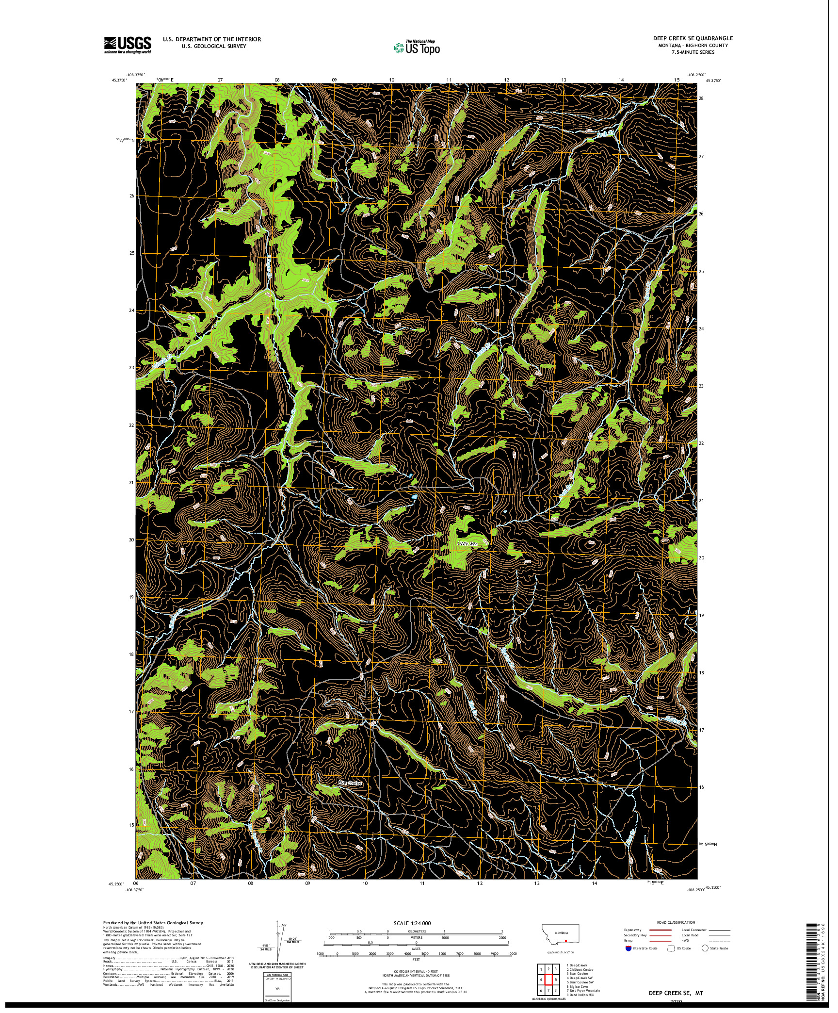 USGS US TOPO 7.5-MINUTE MAP FOR DEEP CREEK SE, MT 2020