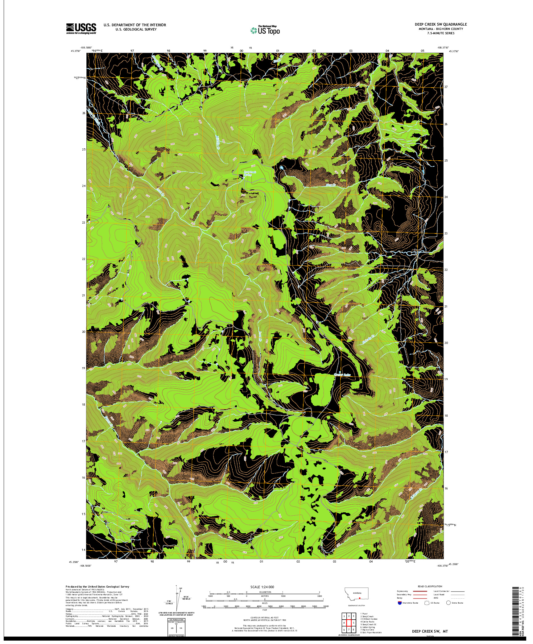 USGS US TOPO 7.5-MINUTE MAP FOR DEEP CREEK SW, MT 2020