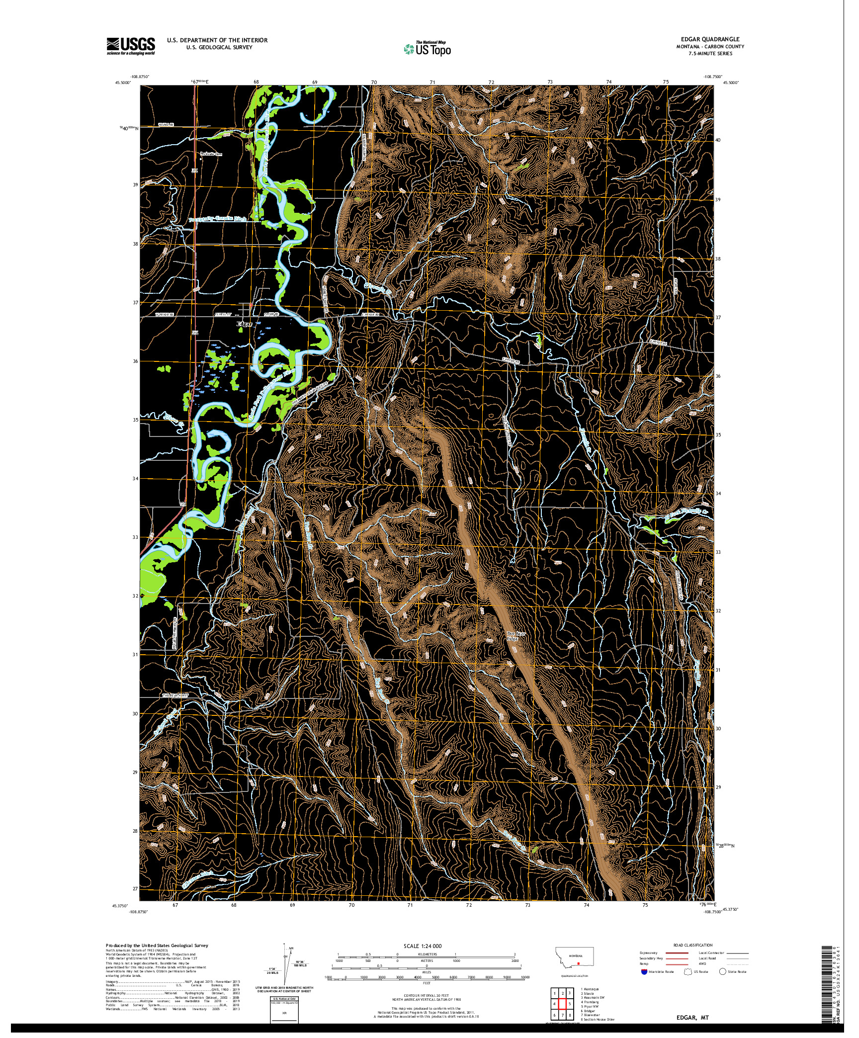 USGS US TOPO 7.5-MINUTE MAP FOR EDGAR, MT 2020