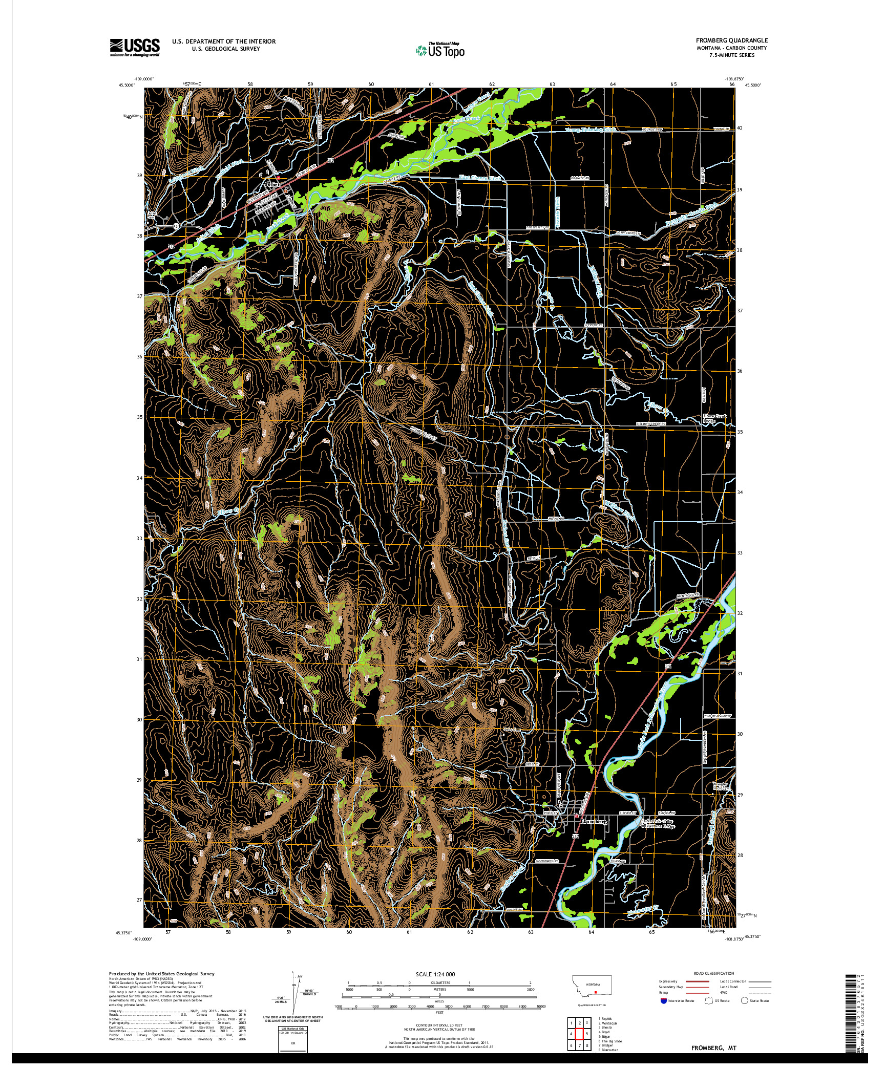 USGS US TOPO 7.5-MINUTE MAP FOR FROMBERG, MT 2020