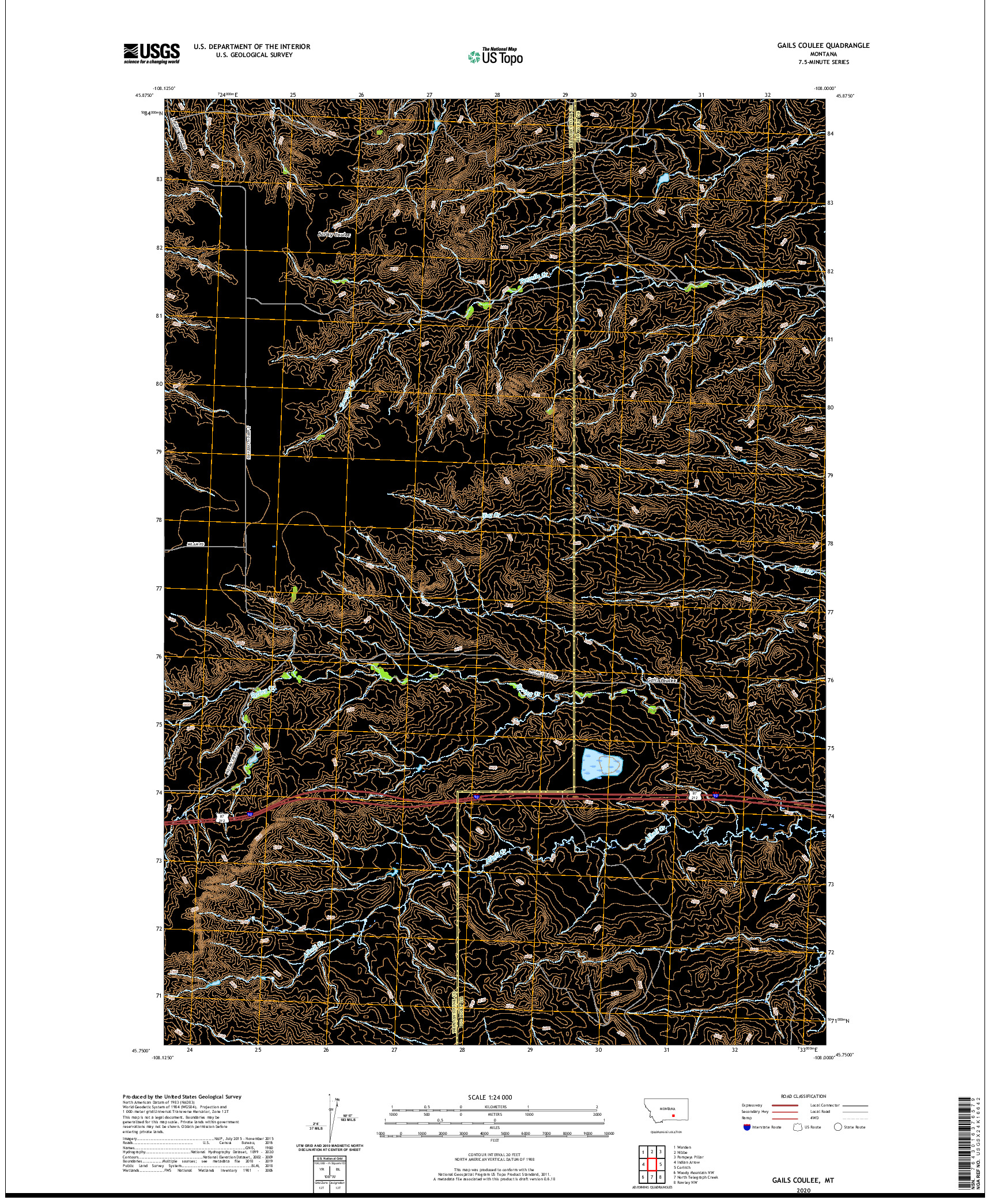 USGS US TOPO 7.5-MINUTE MAP FOR GAILS COULEE, MT 2020
