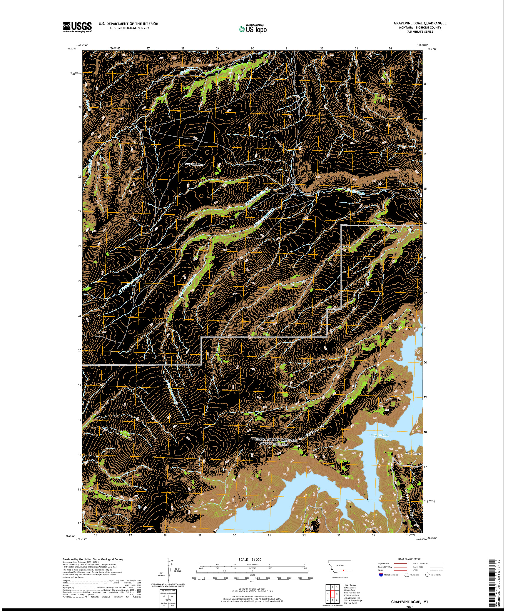USGS US TOPO 7.5-MINUTE MAP FOR GRAPEVINE DOME, MT 2020