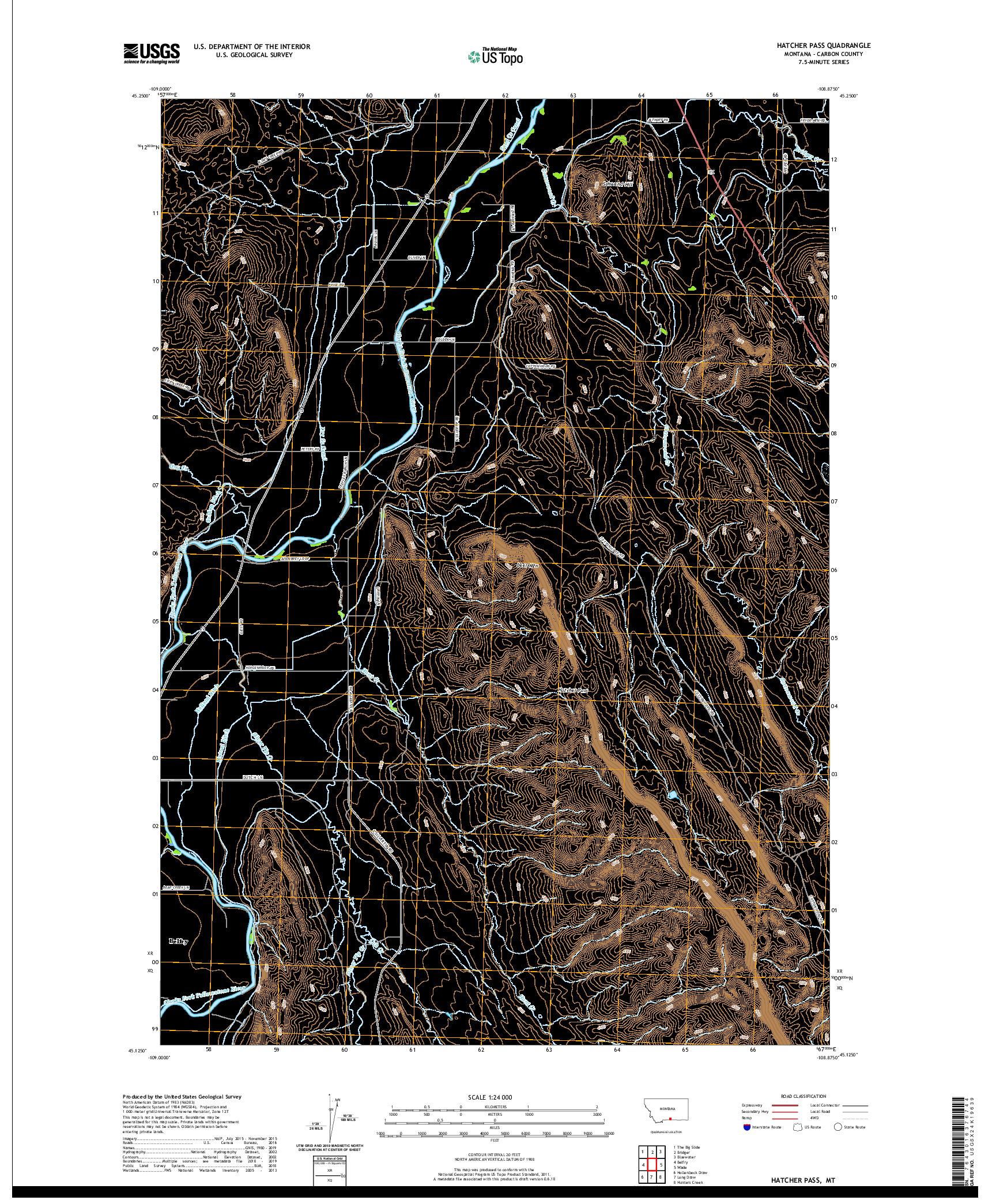 USGS US TOPO 7.5-MINUTE MAP FOR HATCHER PASS, MT 2020