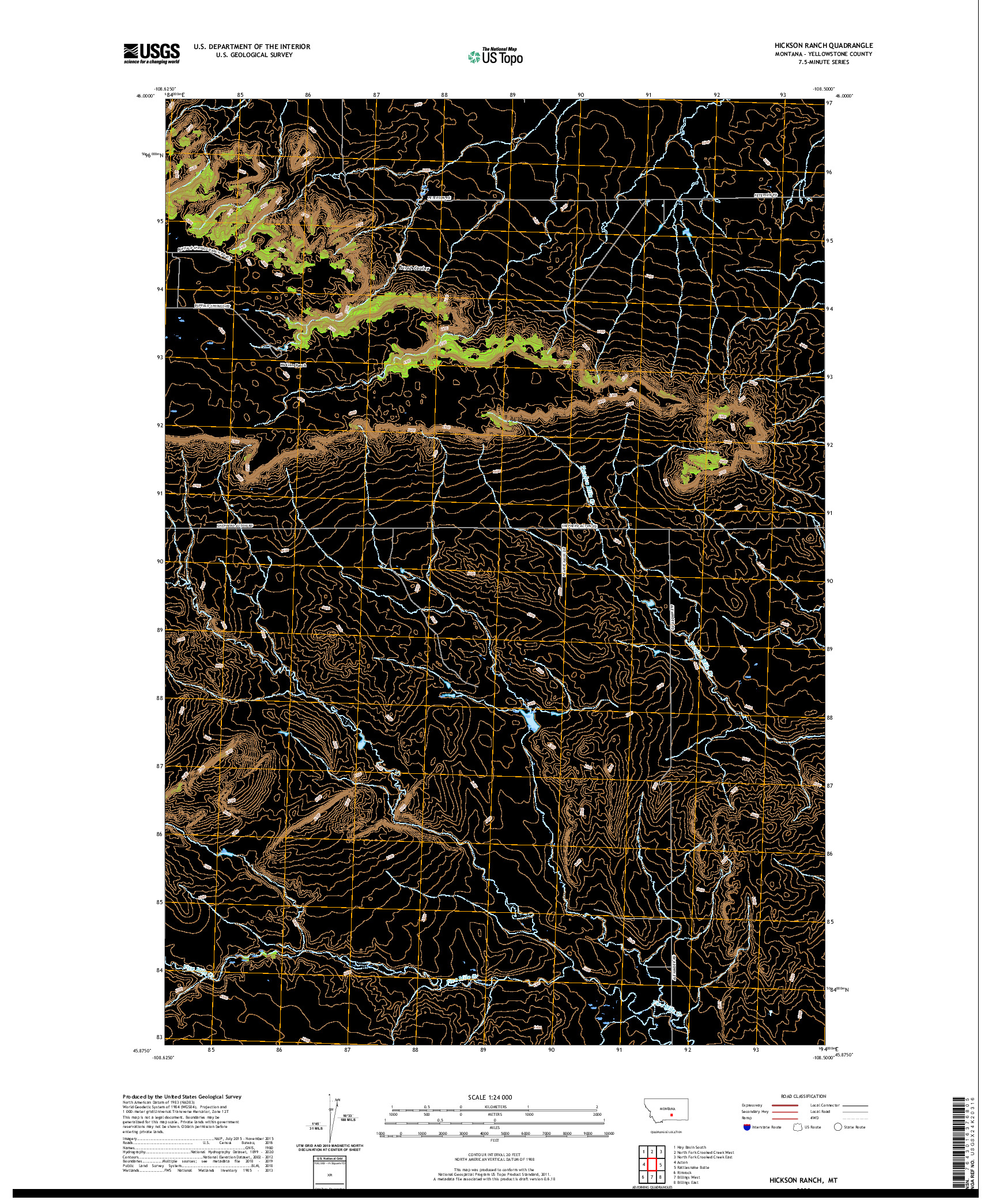 USGS US TOPO 7.5-MINUTE MAP FOR HICKSON RANCH, MT 2020