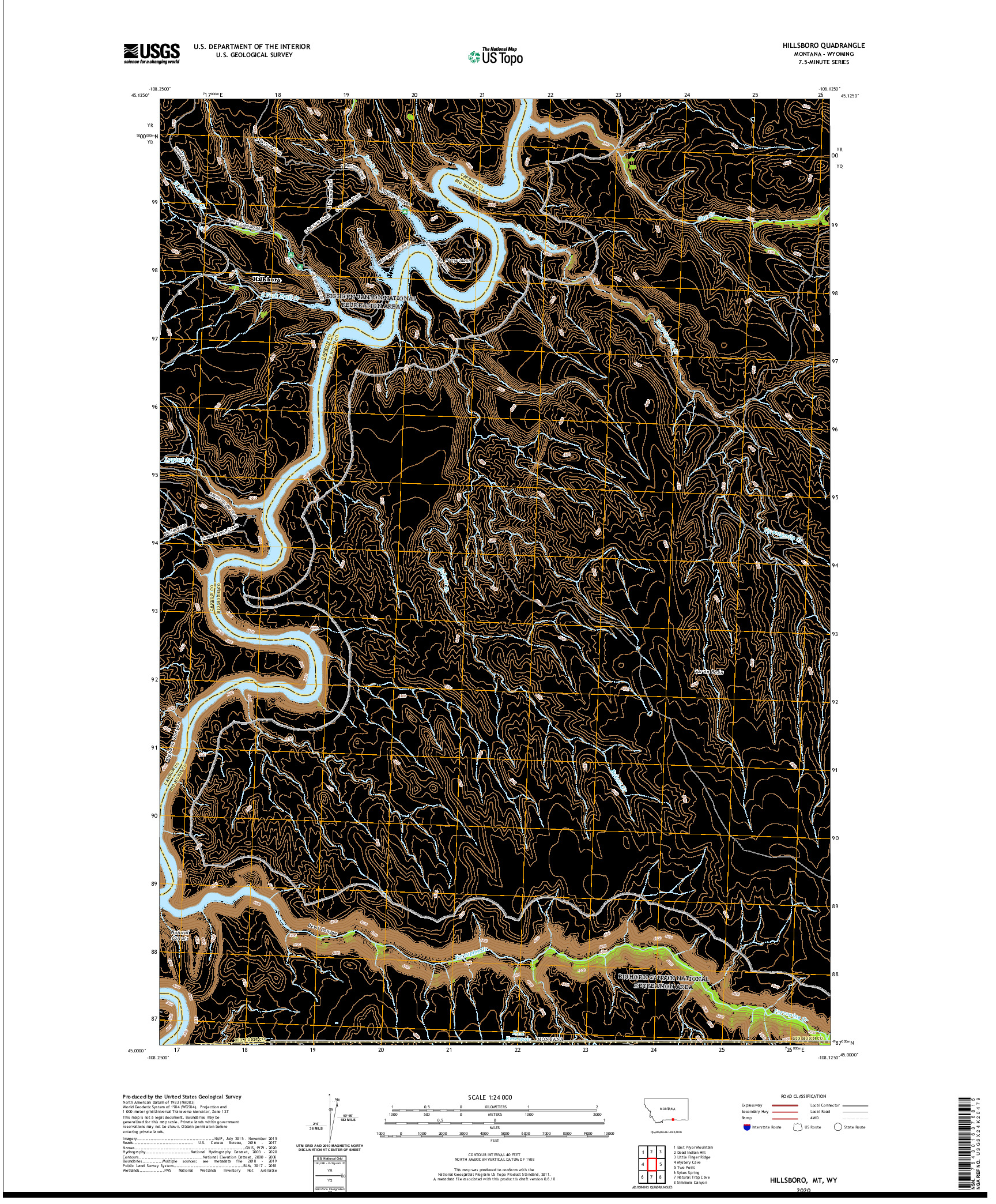 USGS US TOPO 7.5-MINUTE MAP FOR HILLSBORO, MT,WY 2020