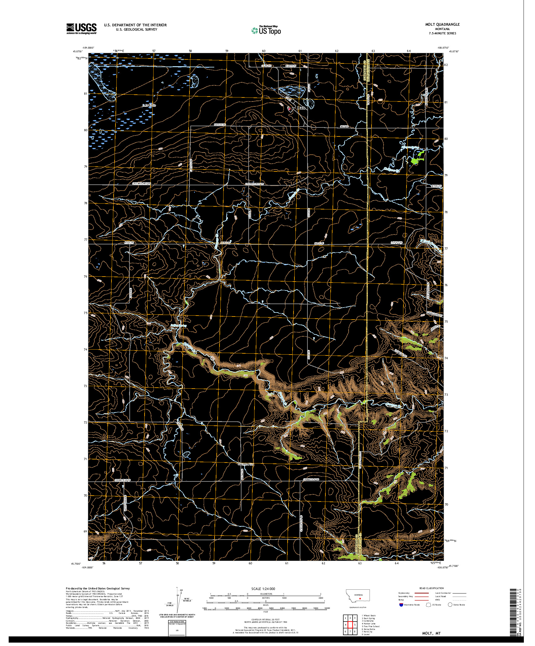 USGS US TOPO 7.5-MINUTE MAP FOR MOLT, MT 2020