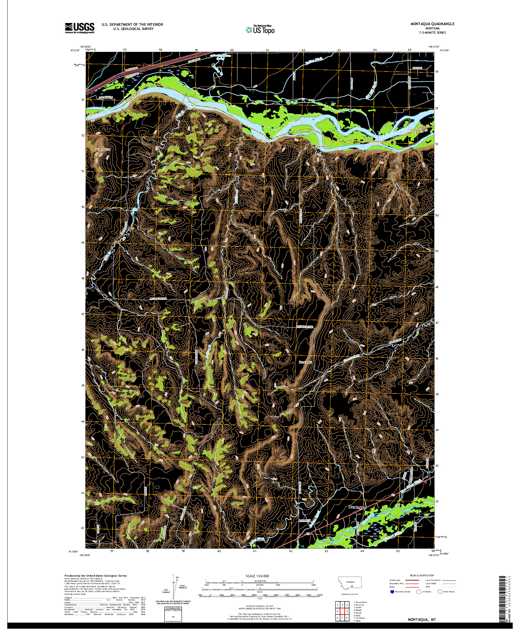 USGS US TOPO 7.5-MINUTE MAP FOR MONTAQUA, MT 2020