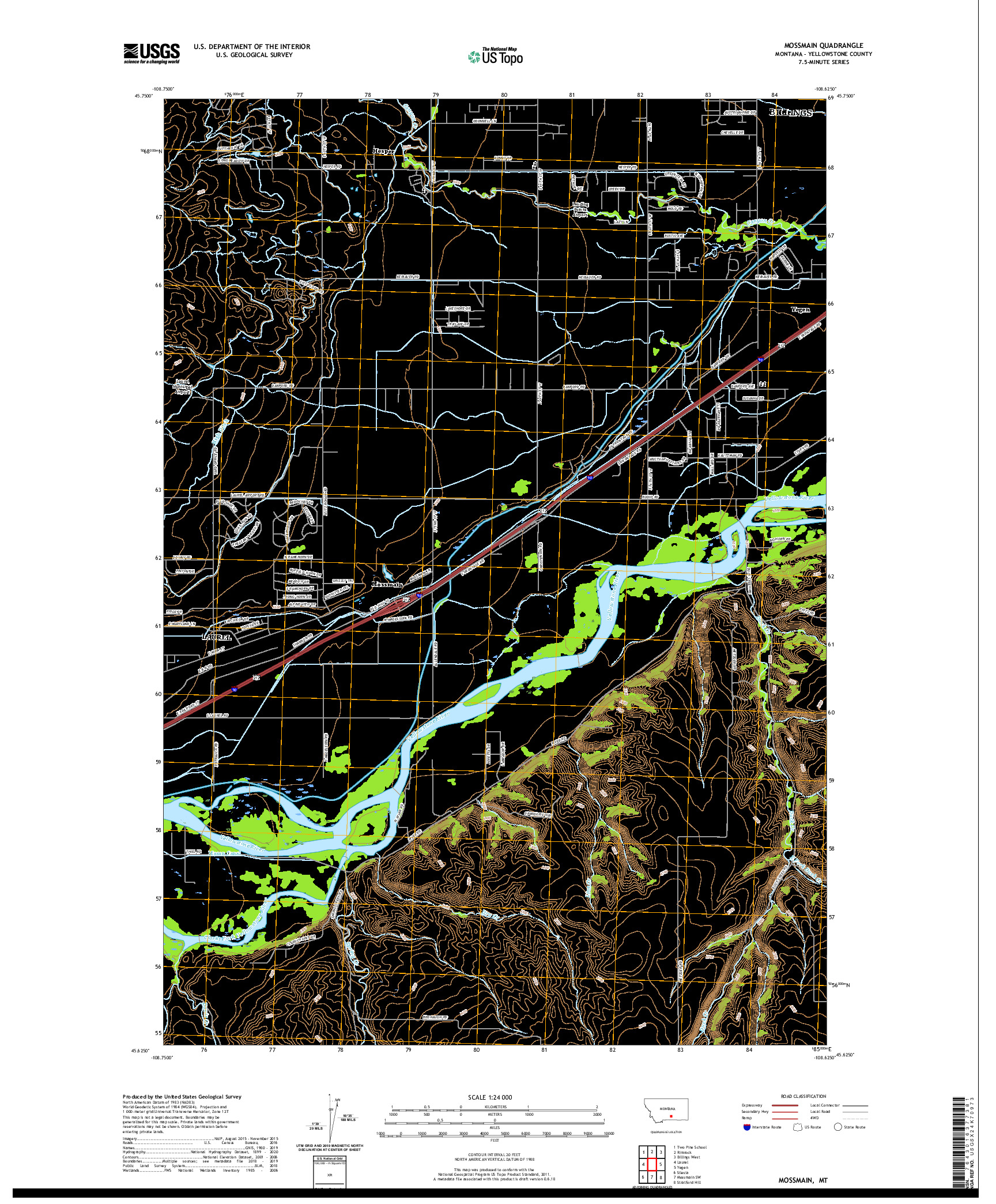 USGS US TOPO 7.5-MINUTE MAP FOR MOSSMAIN, MT 2020