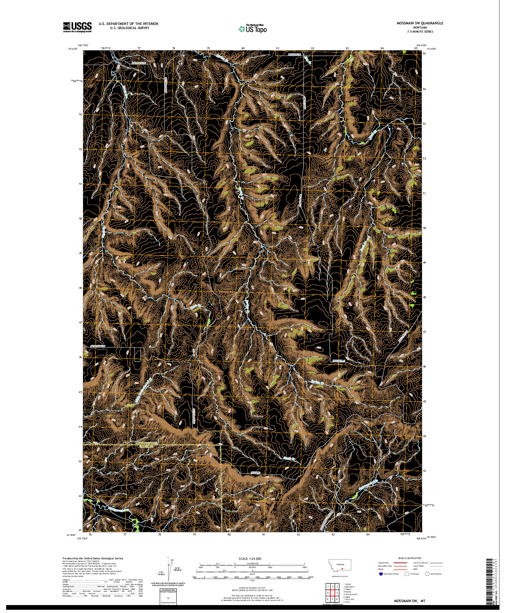 USGS US TOPO 7.5-MINUTE MAP FOR MOSSMAIN SW, MT 2020